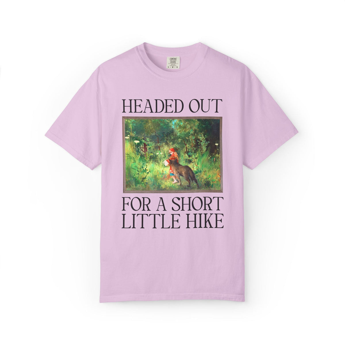 Headed Out for a Short Little Hike Book Lover T-Shirt: Carl Larsson Little Red Riding Hood Famous Painting, Fairy Tale Folkore Hiking Tee - Opal and June