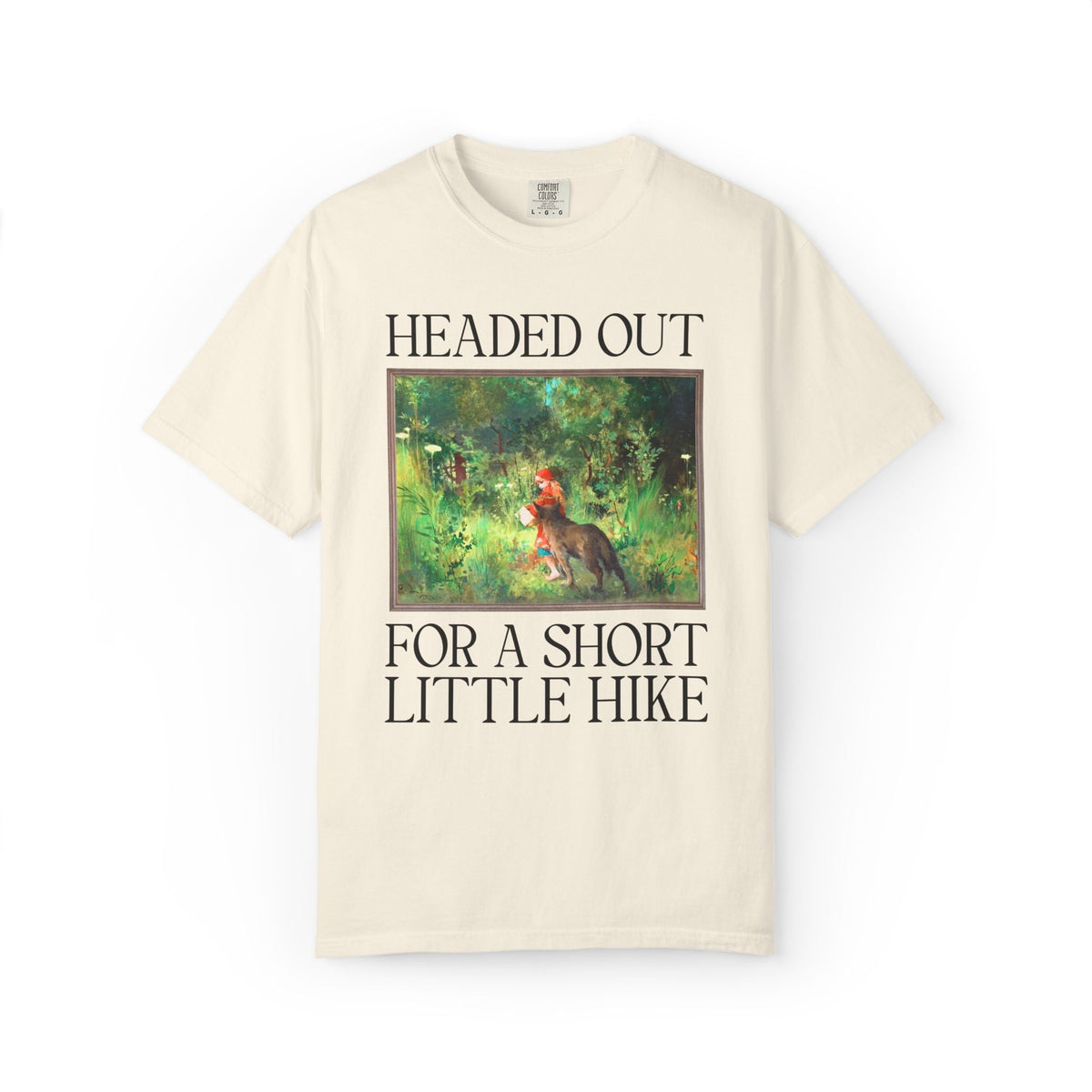 Headed Out for a Short Little Hike Book Lover T-Shirt: Carl Larsson Little Red Riding Hood Famous Painting, Fairy Tale Folkore Hiking Tee - Opal and June