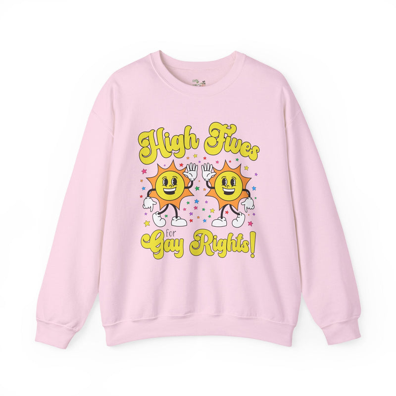 High Fives for Gay Rights: Funny Saying LGBTQ+ Ally Sweatshirt for Pride Month, Cute Lesbian Shirt for Girlfriend, Silly Dreamcore Shirt - Opal and June