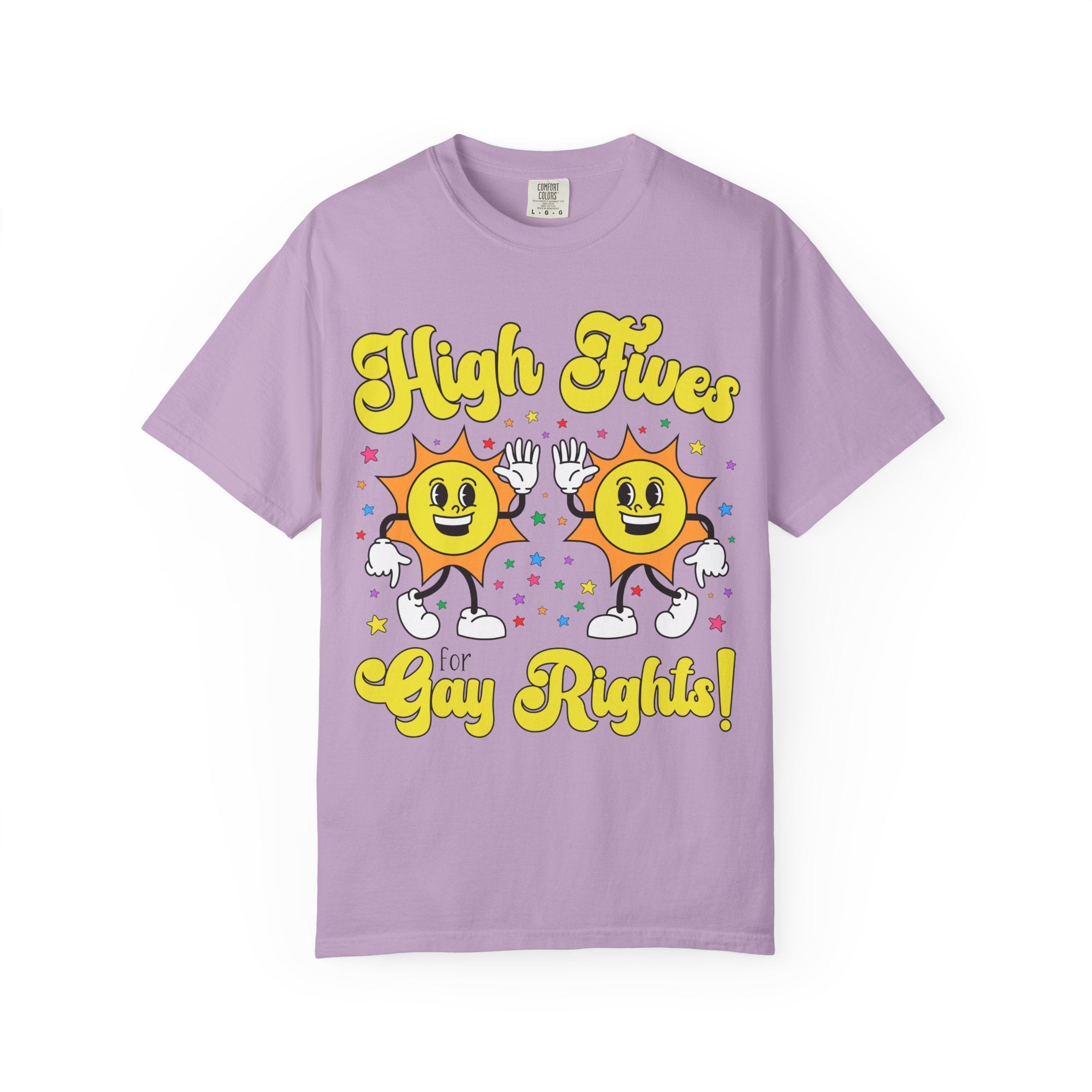 High Fives for Gay Rights: Funny Saying LGBTQ+ Ally Tee Shirt for Pride Month, Cute Lesbian T-Shirt for Girlfriend, Silly Dreamcore Tee - Opal and June