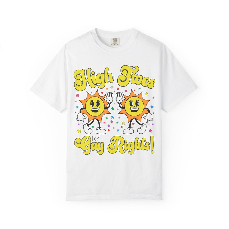High Fives for Gay Rights: Funny Saying LGBTQ+ Ally Tee Shirt for Pride Month, Cute Lesbian T-Shirt for Girlfriend, Silly Dreamcore Tee - Opal and June