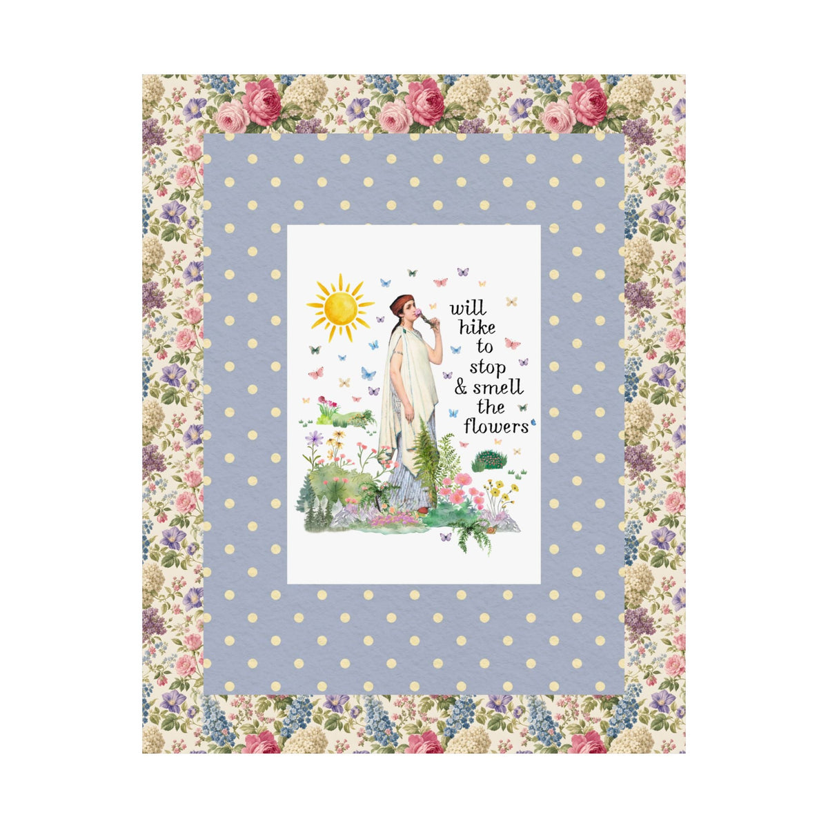 Hiking Art History Tee Shirt: Will Hike to Stop and Smell the Flowers, Funny Goblincore Hikinng Lover Poster Print for Nature Lover or Gardener - Opal and June