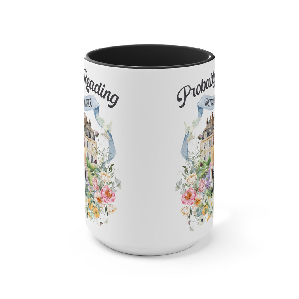 Historical Romance Coffee Mug: 15 Oz Bookish Mug with Cottagecore Flowers and Doves - Opal and June
