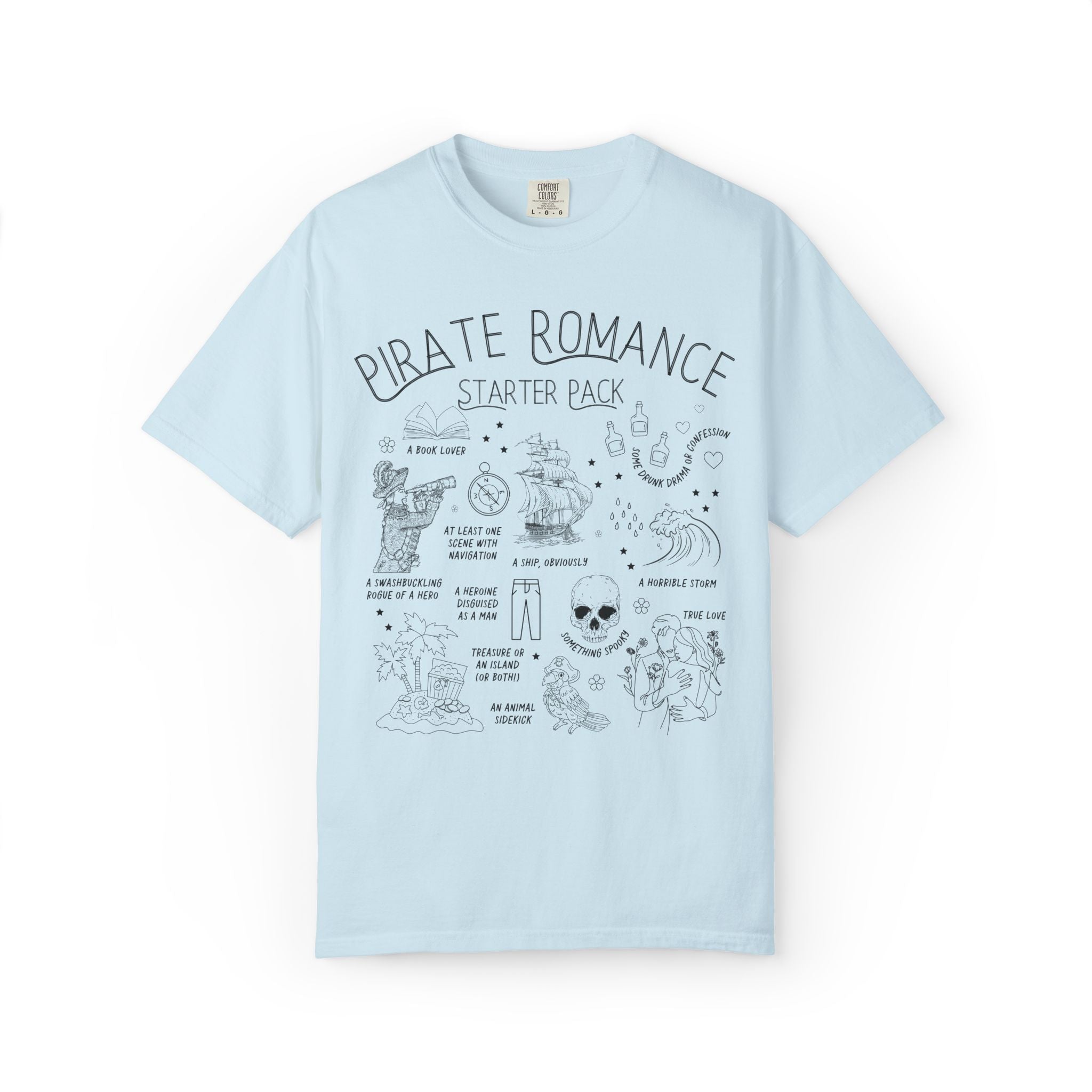 Historical Romance Reader T-Shirt for Bookworm Who Loves Pirate Romance, Funny Book Lover Gift Idea for Historical Fantasy Romance Reader - Opal and June