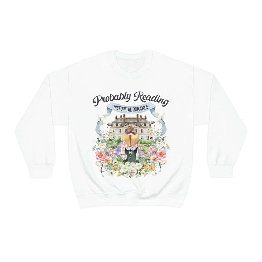 Historical Romance Sweatshirt: Bookish Shirt with Cottagecore Flowers and Doves - Opal and June