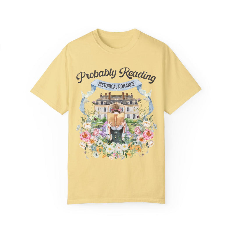 Historical Romance Tee Shirt: Bookish Shirt with Cottagecore Flowers and Doves | Floral Book Lover Shirt for Regency Romance Reader - Opal and June