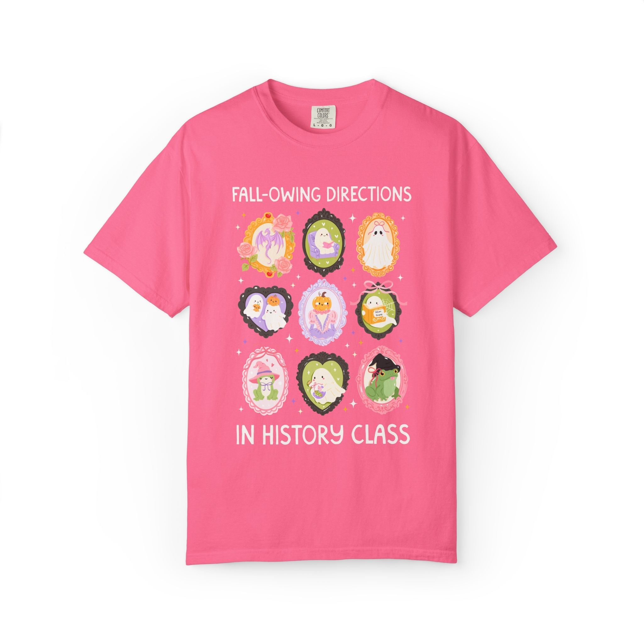 History Halloween Teacher Tee: Fall-Owing Directions Pastel Goth Teacher Team T-Shirt for Fall, Cute Spooky Season Frog Tee with Ghosts - Opal and June