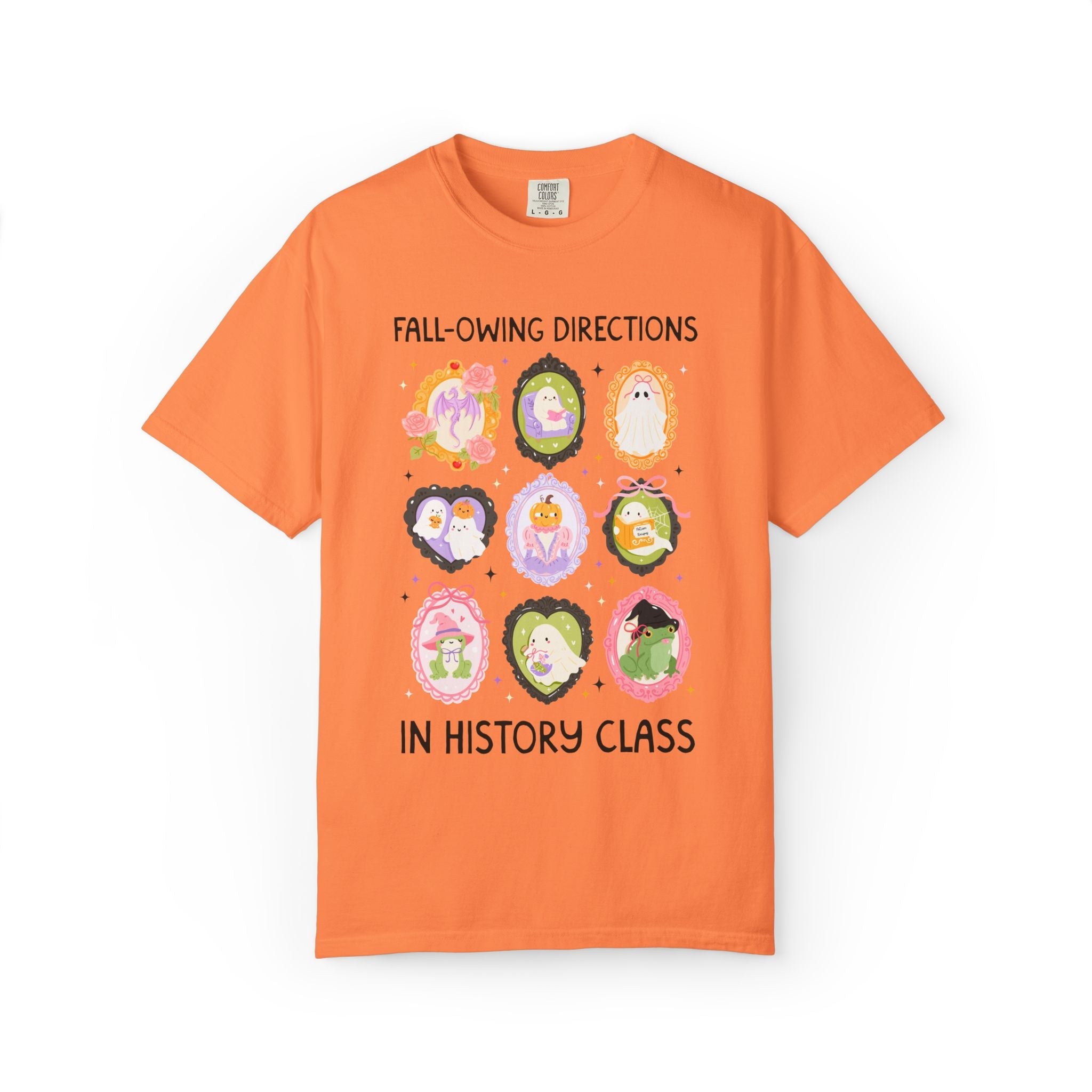 History Halloween Teacher Tee: Fall-Owing Directions Pastel Goth Teacher Team T-Shirt for Fall, Cute Spooky Season Frog Tee with Ghosts - Opal and June