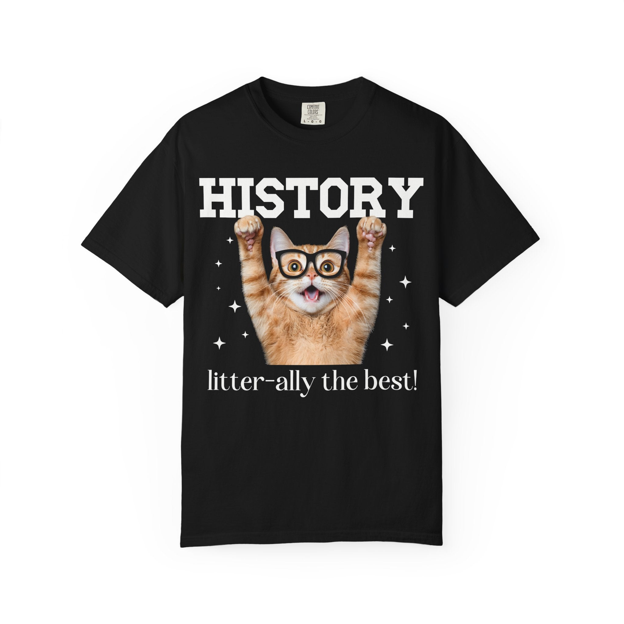 History Teacher Cat Lover Tee Shirt for Back to School, Funny Saying Cat Mom or Cat Dad Gift, First Day of School History Department Tee - Opal and June