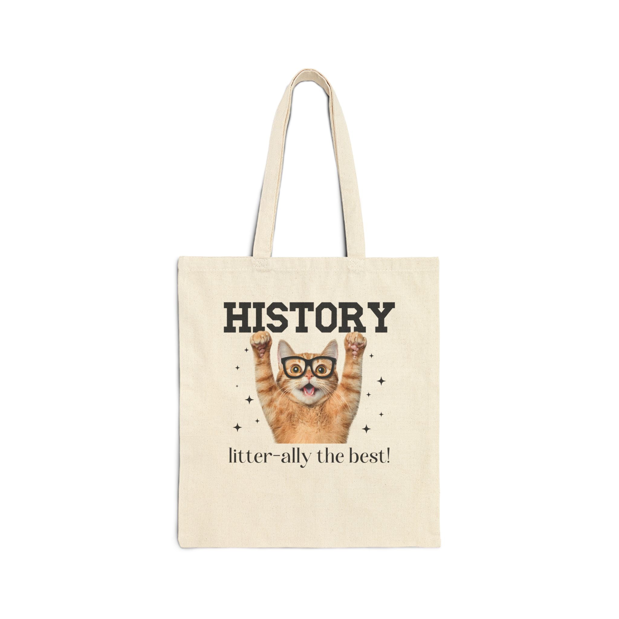 History Teacher Cat Lover Tote Bag for Back to School, Funny Saying Cat Mom or Cat Dad Gift, First Day of School History Department Tote - Opal and June