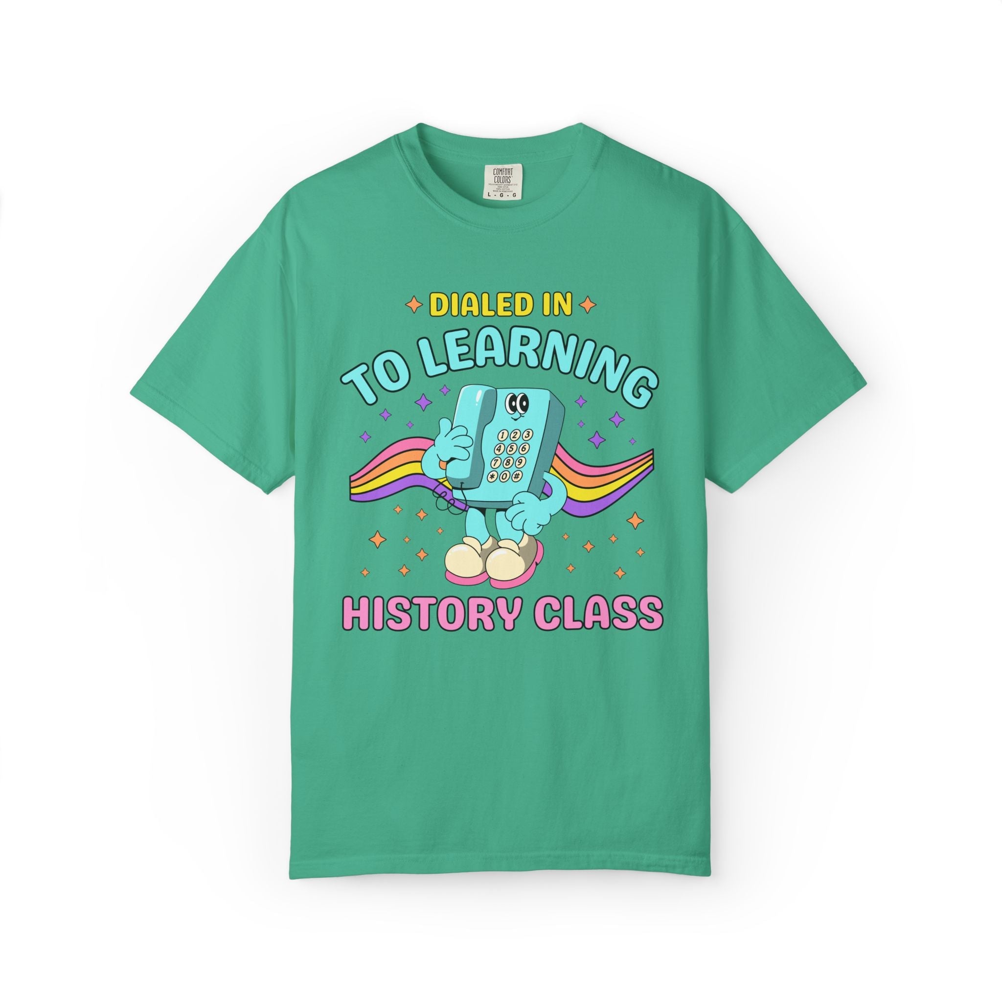 History Teacher Dialed Into Learning Retro School Subject T-Shirt for Teachers: Cute and Funny Matching Teacher, Back to School, Testing Day - Opal and June