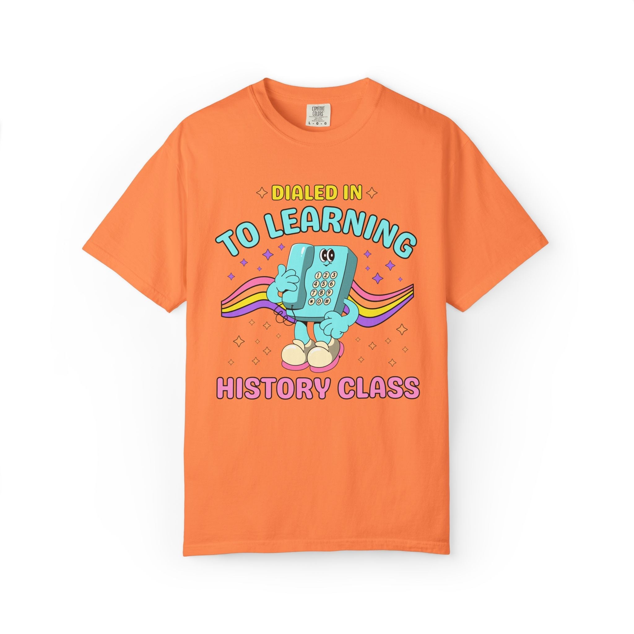 History Teacher Dialed Into Learning Retro School Subject T-Shirt for Teachers: Cute and Funny Matching Teacher, Back to School, Testing Day - Opal and June