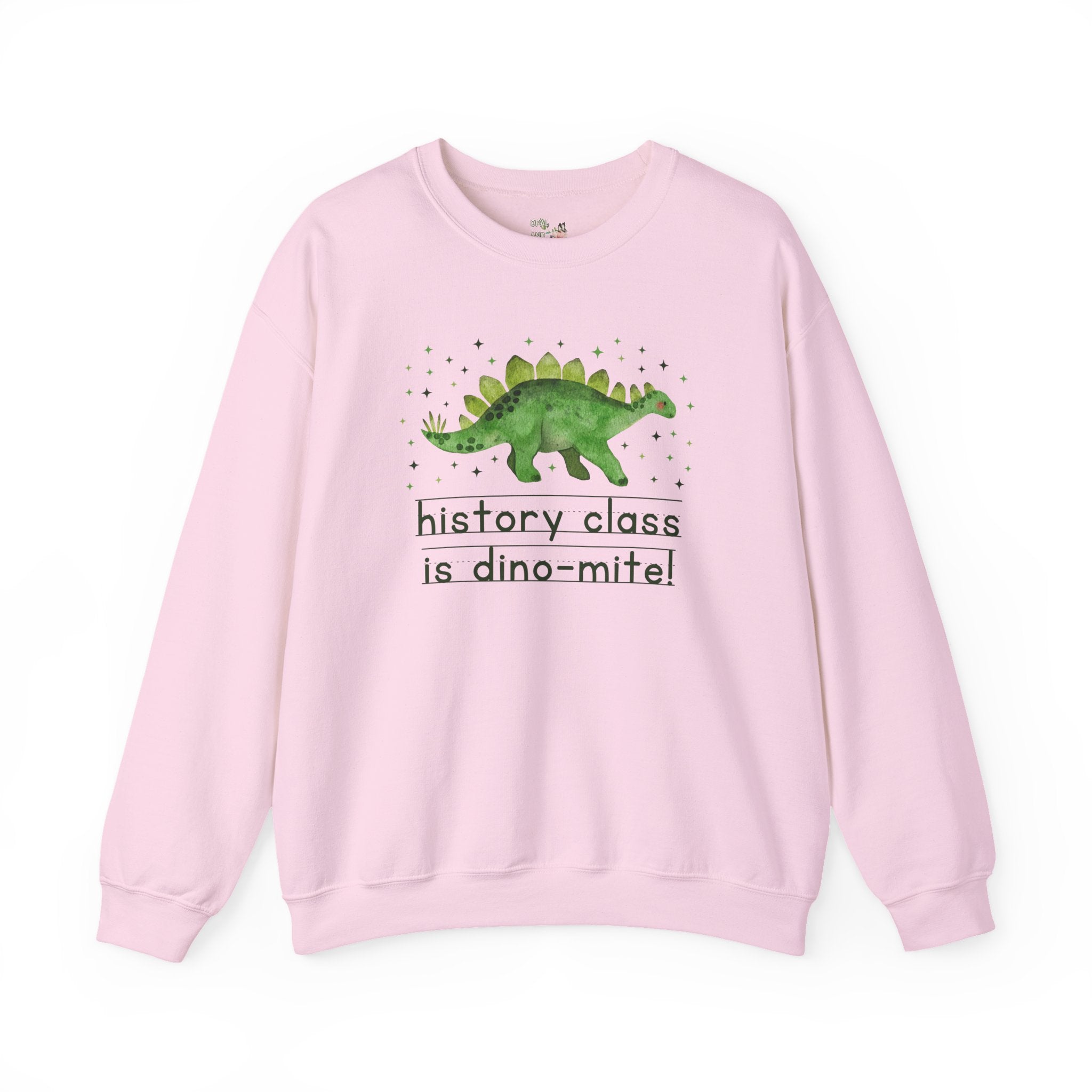 History Teacher Sweatshirt for Back to School, Funny and Adorable 90s Aesthetic Dinosaur Lover Shirt for High School History Department - Opal and June