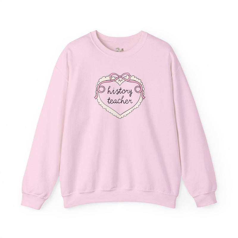 History Teacher Sweatshirt for New History Teacher or Teaching Assistant, Cute History Department Matching Shirt with Heart, Soft Girl Style - Opal and June