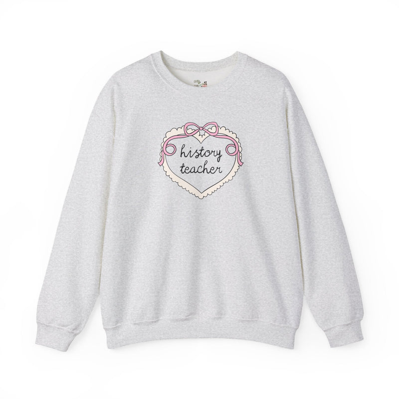 History Teacher Sweatshirt for New History Teacher or Teaching Assistant, Cute History Department Matching Shirt with Heart, Soft Girl Style - Opal and June
