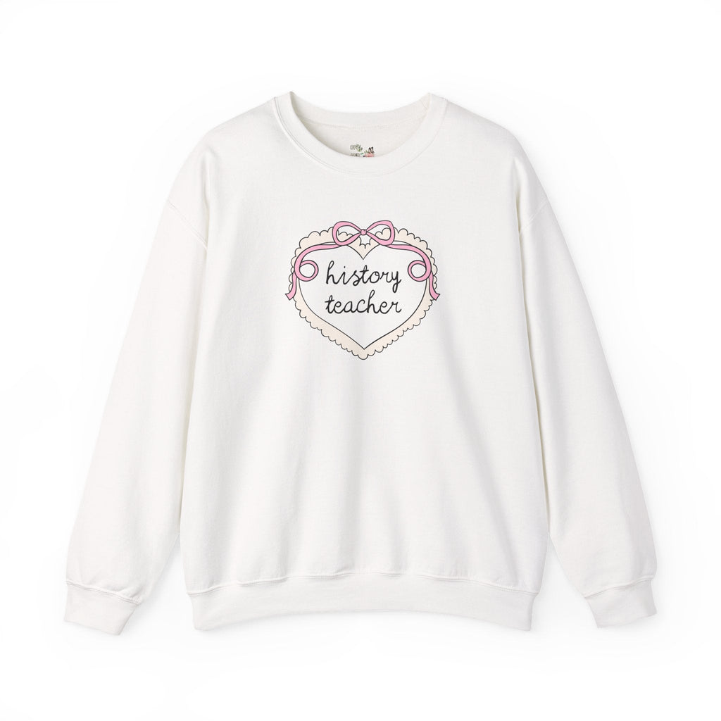 History Teacher Sweatshirt for New History Teacher or Teaching Assistant, Cute History Department Matching Shirt with Heart, Soft Girl Style - Opal and June