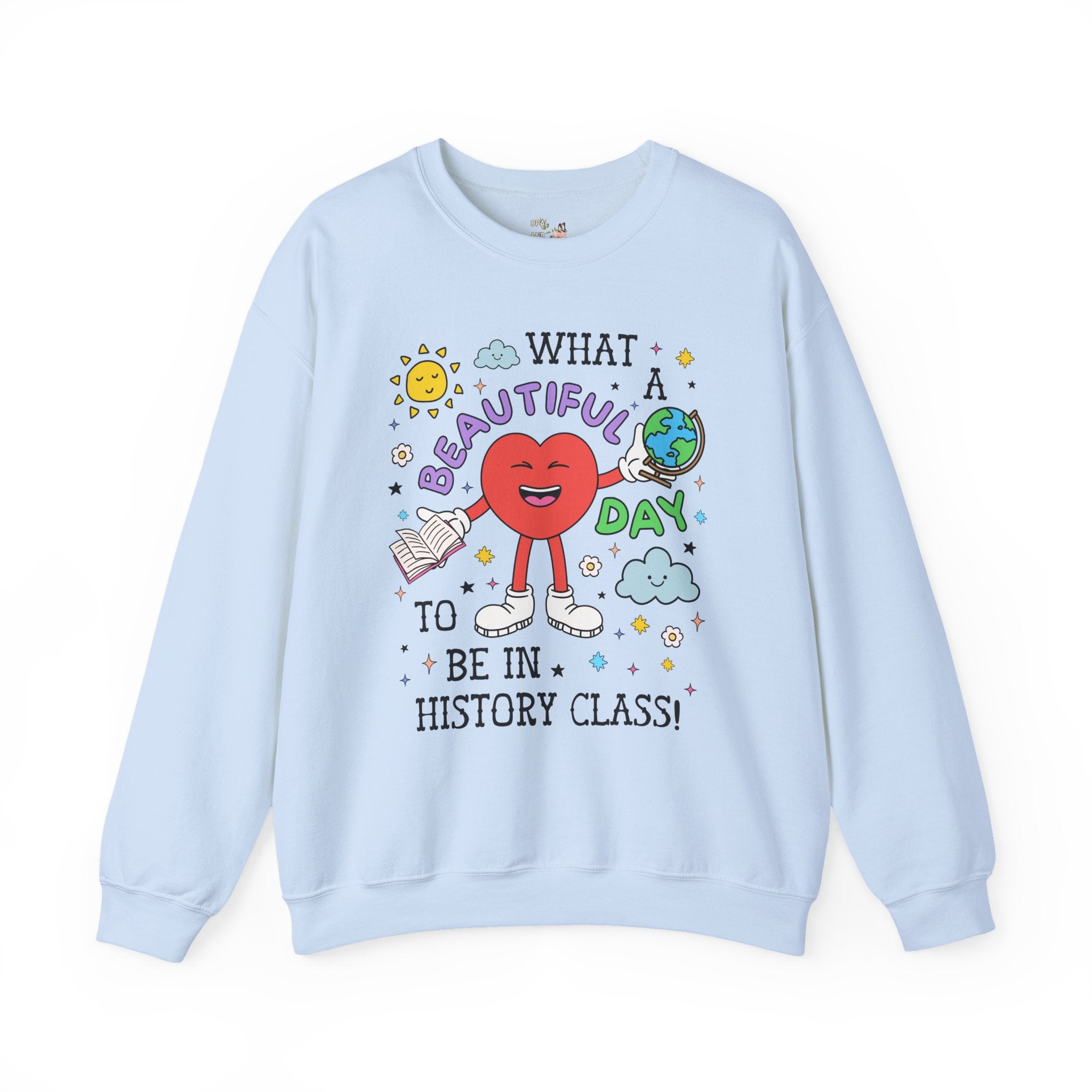 History Teacher Sweatshirt, History Professor, Adorable Retro 90s Aesthetic Crewneck with Flowers for Historian or Social Studies Teacher - Opal and June
