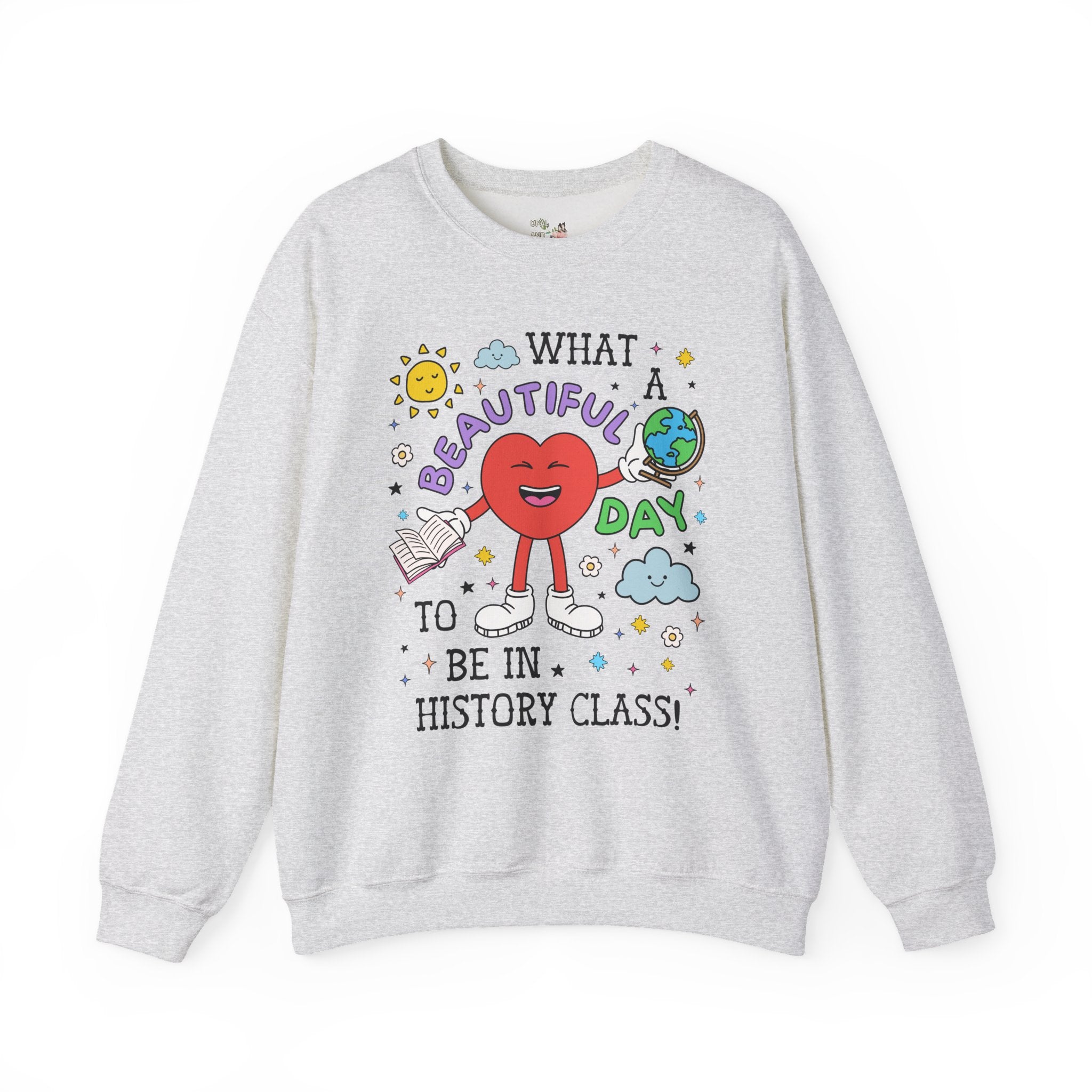 History Teacher Sweatshirt, History Professor, Adorable Retro 90s Aesthetic Crewneck with Flowers for Historian or Social Studies Teacher - Opal and June