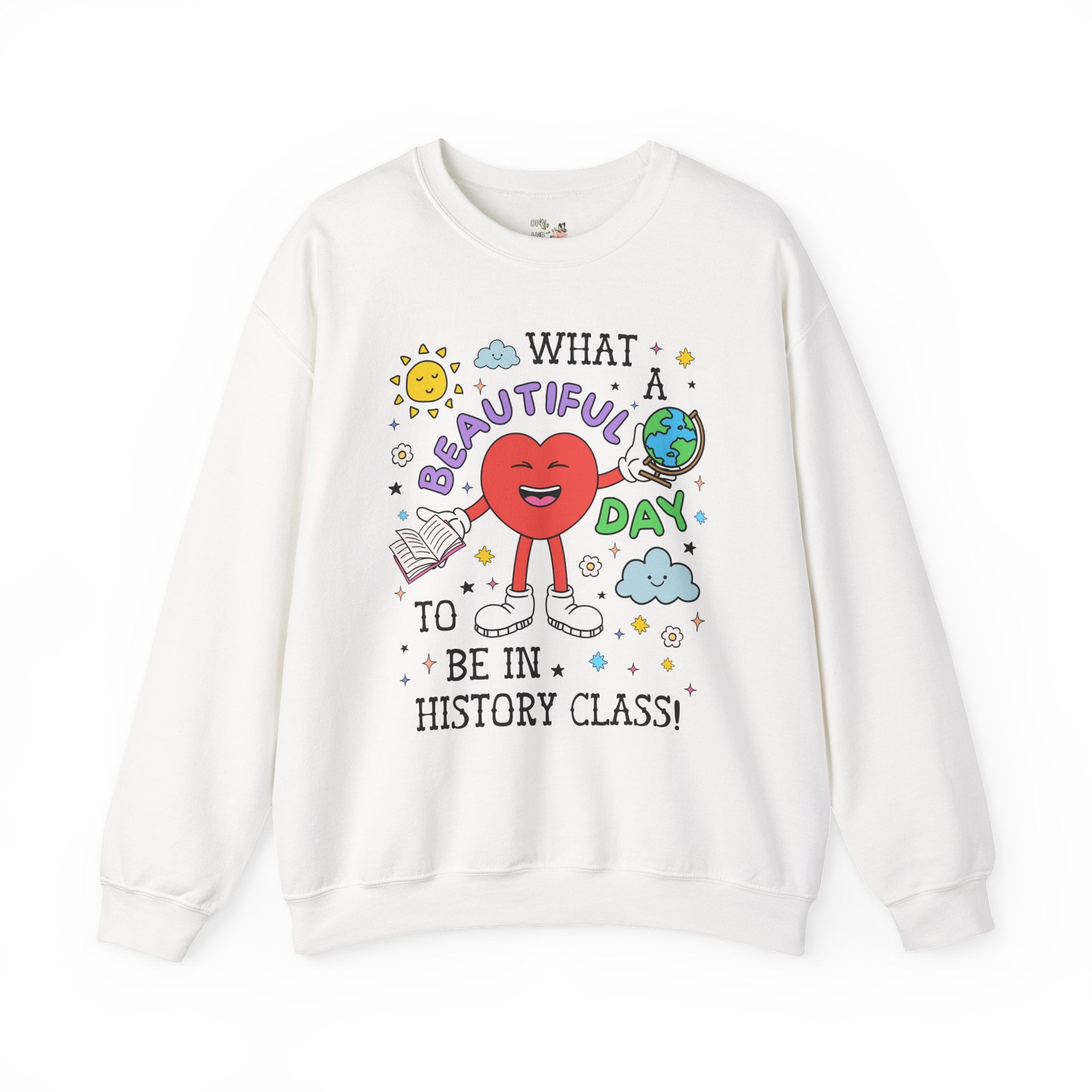 History Teacher Sweatshirt, History Professor, Adorable Retro 90s Aesthetic Crewneck with Flowers for Historian or Social Studies Teacher - Opal and June