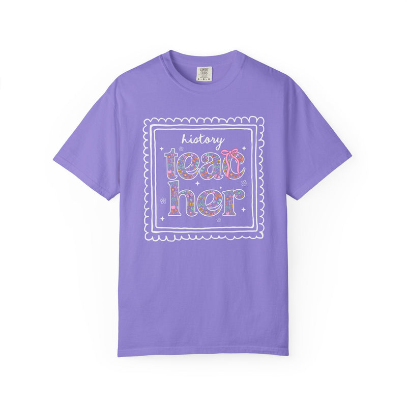 History Teacher Tee Shirt for Back to School, Cute Floral Matching History Department T-Shirt with Bow, Cute Nineties Aesthetic Doodles - Opal and June