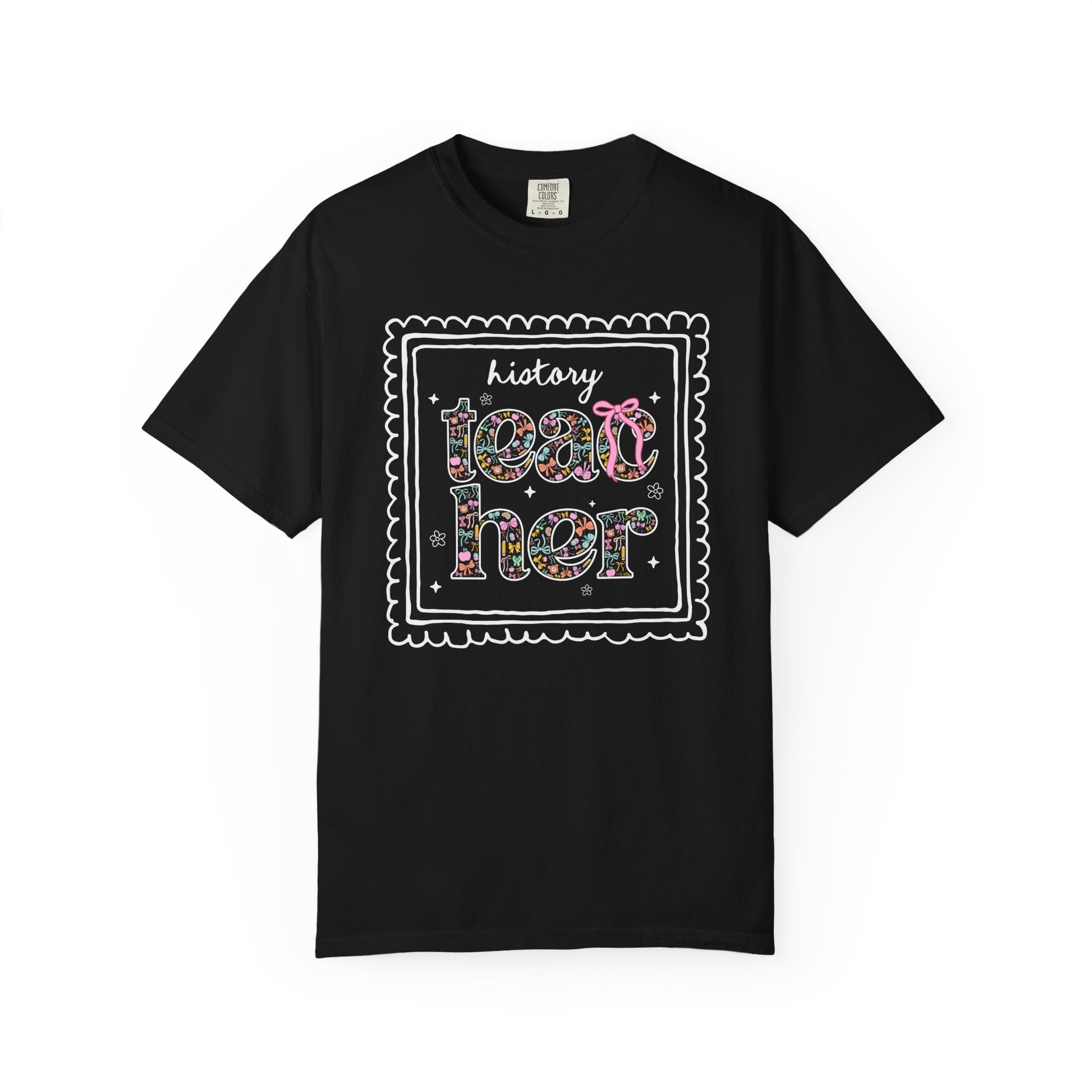 History Teacher Tee Shirt for Back to School, Cute Floral Matching History Department T-Shirt with Bow, Cute Nineties Aesthetic Doodles - Opal and June