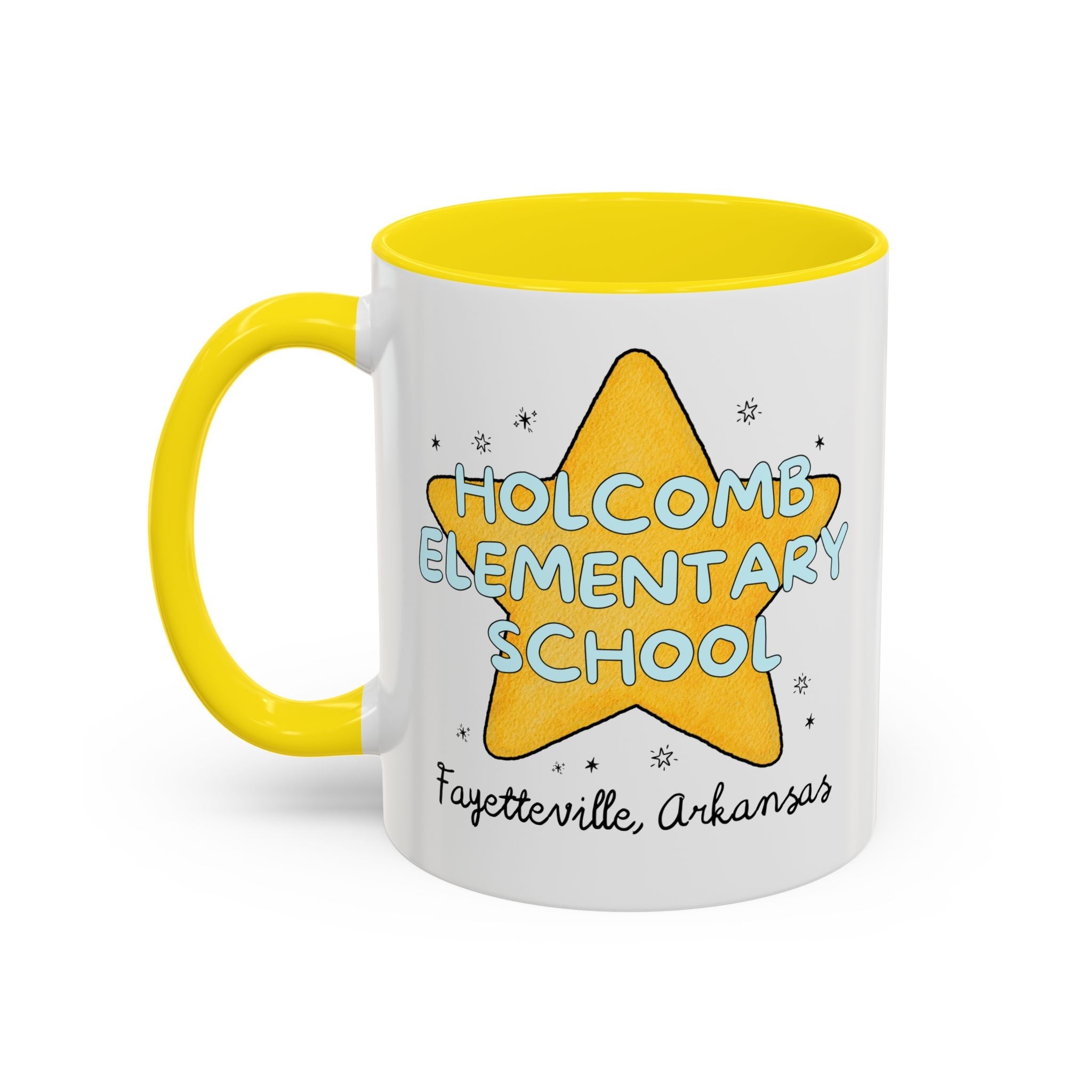 Holcomb Elementary School Coffee Mug: Star Design | FPS + Opal and June 11 Oz Coffee Mug, Fayetteville Public Schools - Opal and June