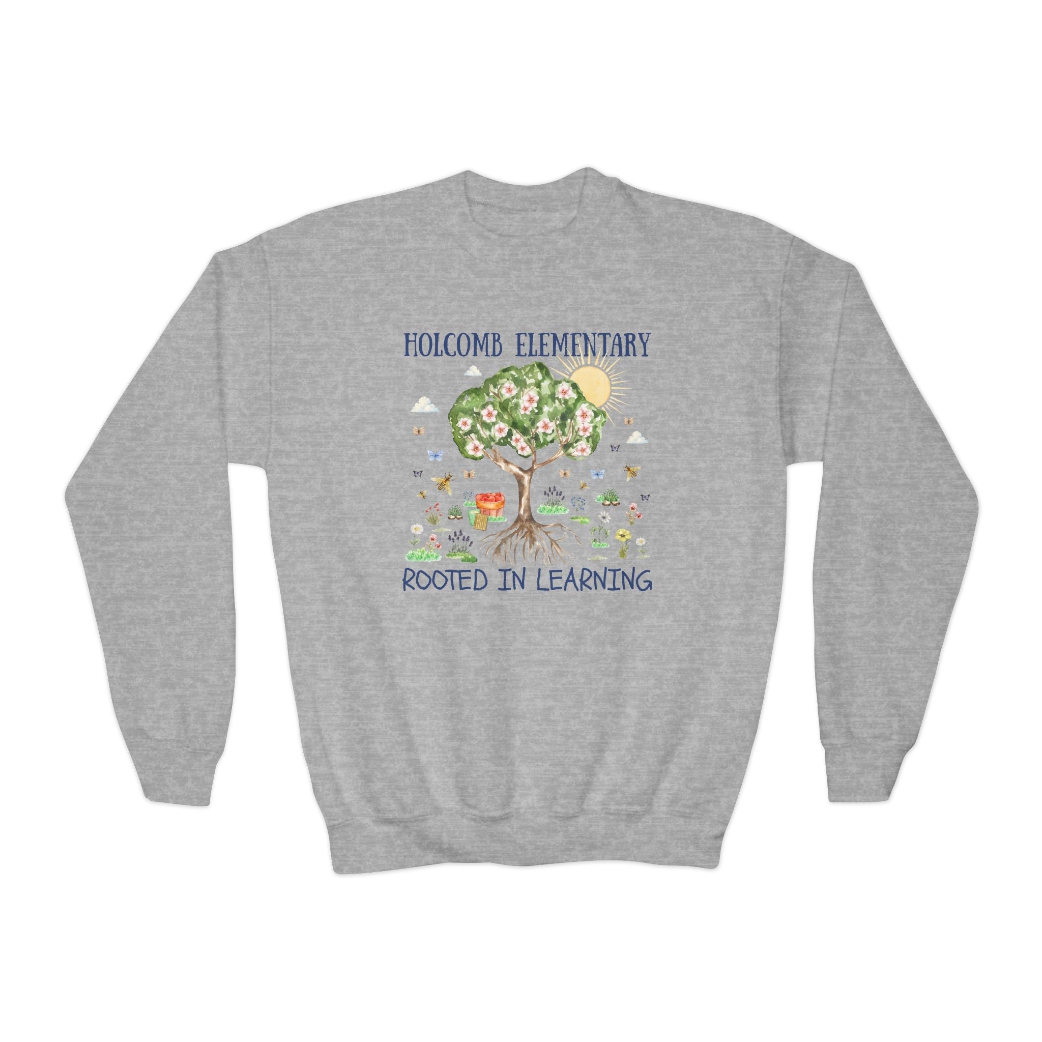 Holcomb Elementary School Kids Sweatshirt: Rooted in Learning | FPS + Opal and June Kids Sweatshirt, Fayetteville Public Schools - Opal and June