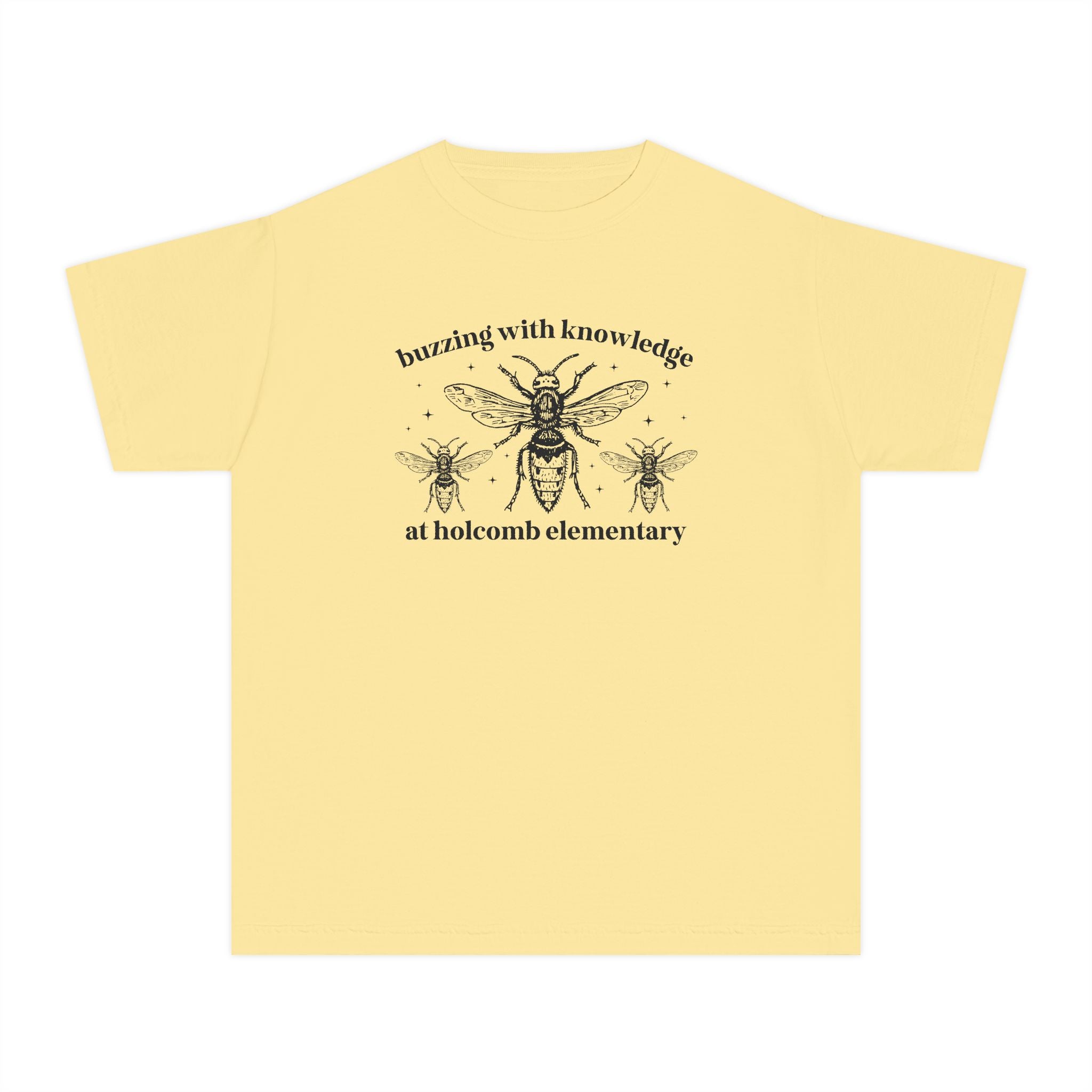 Holcomb Elementary School Kids Tee Shirt: Buzzing with Knowledge - Opal and June