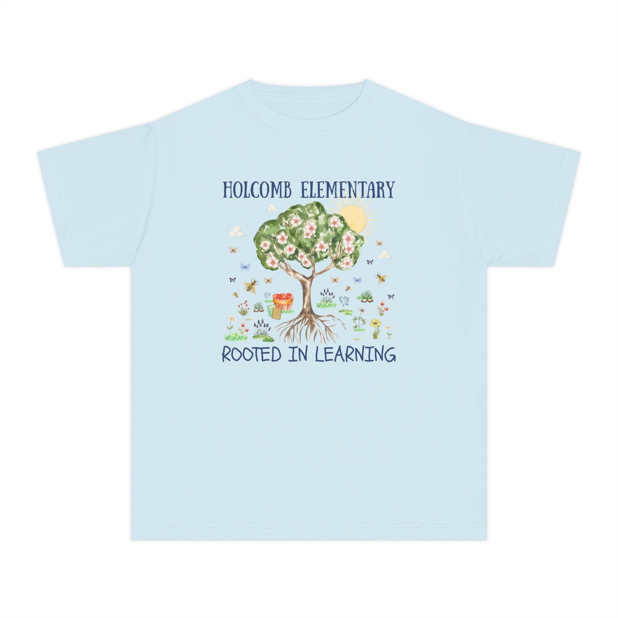 Holcomb Elementary School Kids Tee Shirt: Rooted in Learning | FPS + Opal and June Kids Tee Shirt, Fayetteville Public Schools - Opal and June