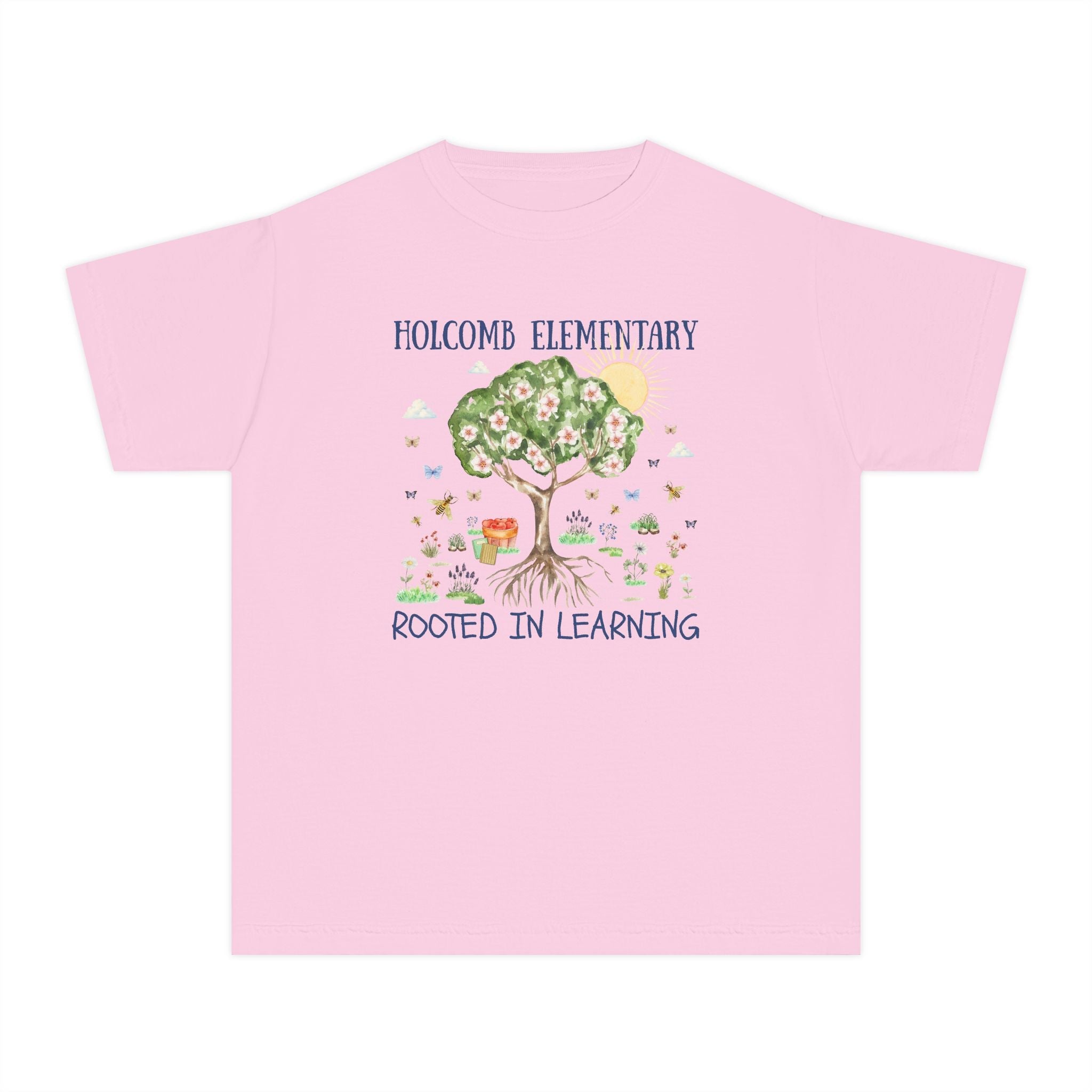 Holcomb Elementary School Kids Tee Shirt: Rooted in Learning | FPS + Opal and June Kids Tee Shirt, Fayetteville Public Schools - Opal and June