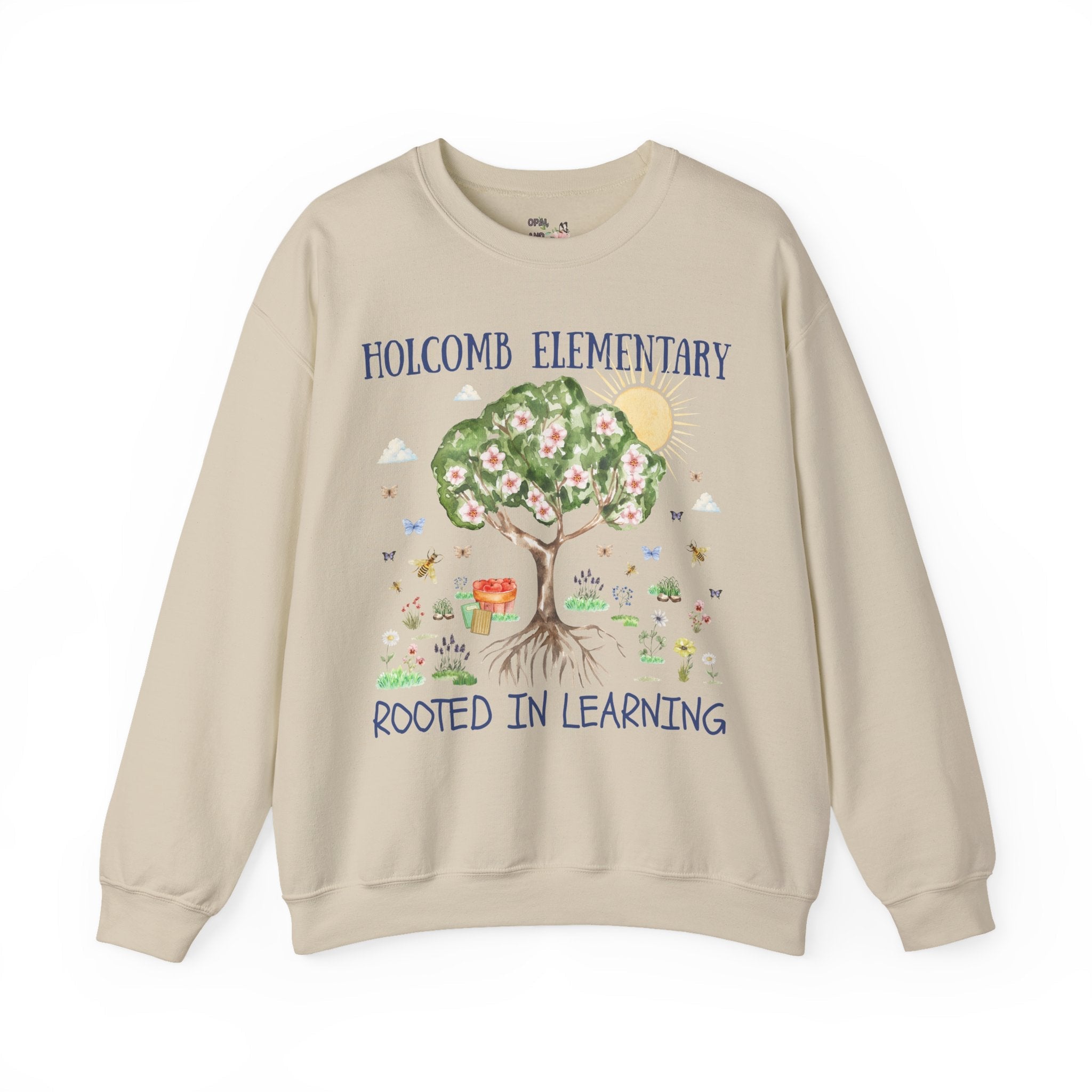 Holcomb Elementary School Sweatshirt: Rooted in Learning | FPS + Opal and June Sweatshirt, Fayetteville Public Schools - Opal and June