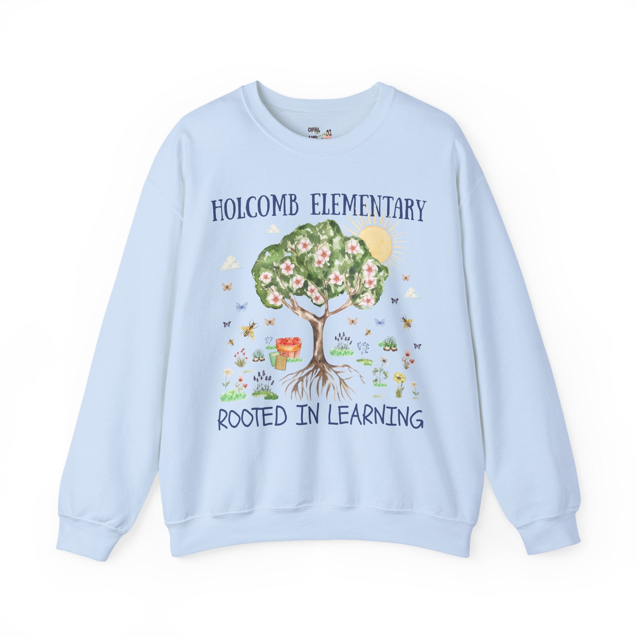 Holcomb Elementary School Sweatshirt: Rooted in Learning | FPS + Opal and June Sweatshirt, Fayetteville Public Schools - Opal and June