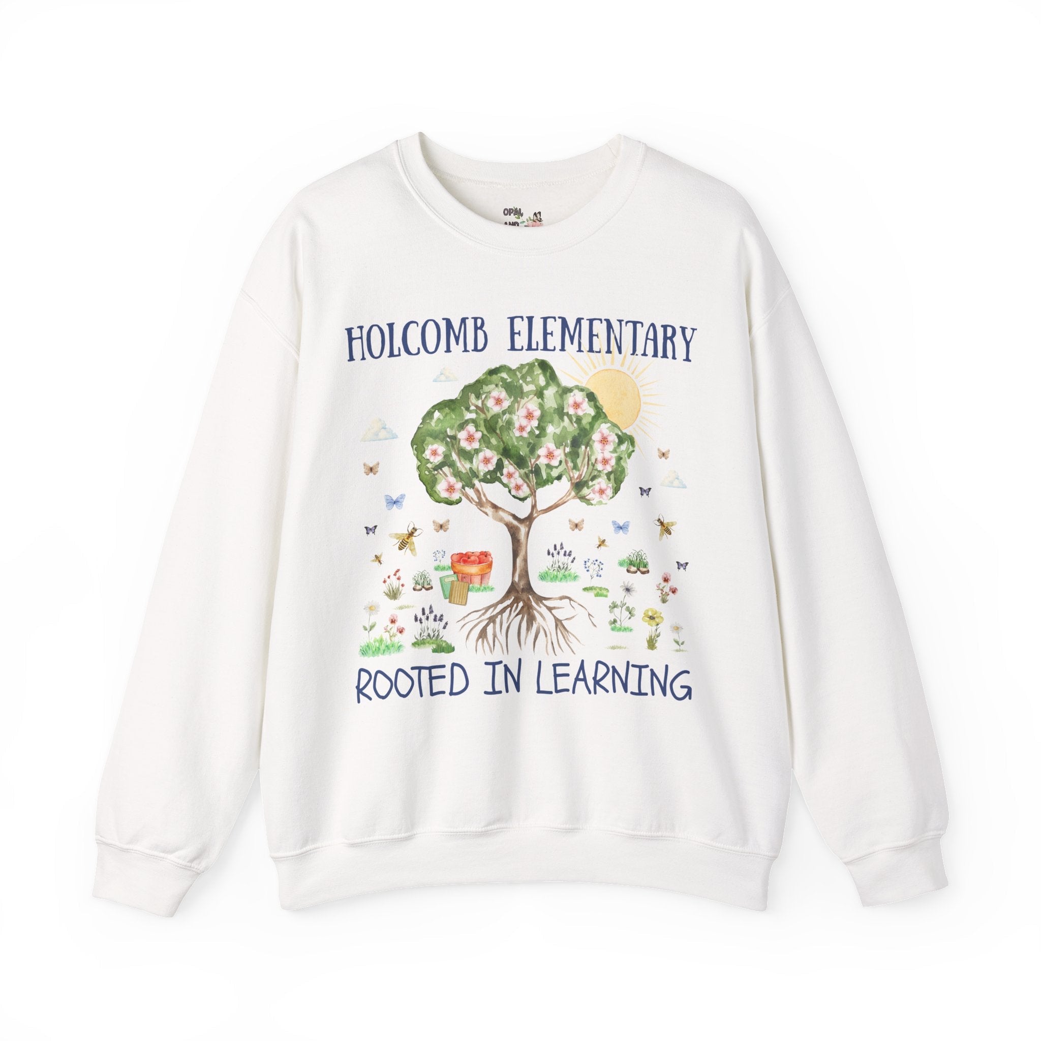 Holcomb Elementary School Sweatshirt: Rooted in Learning | FPS + Opal and June Sweatshirt, Fayetteville Public Schools - Opal and June