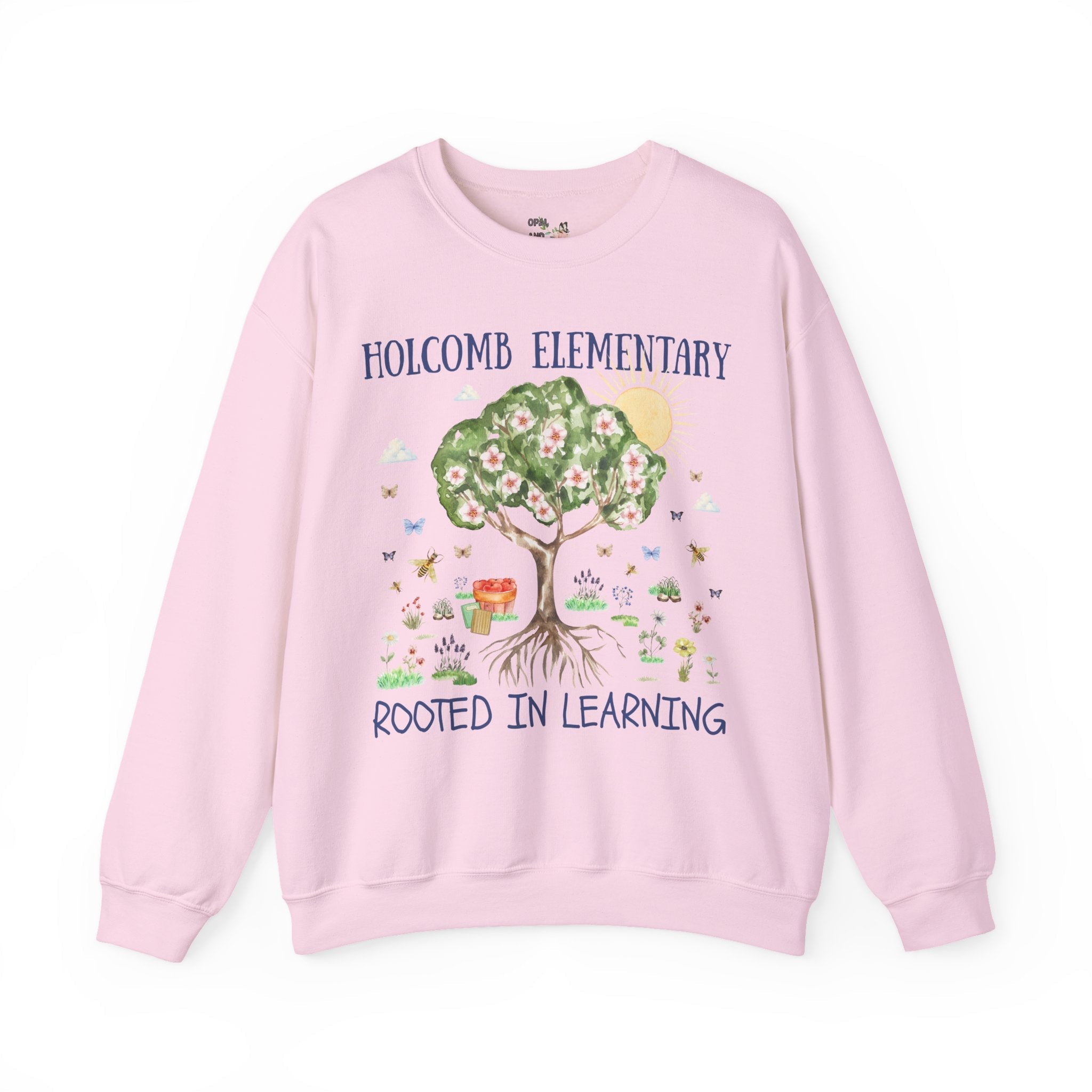 Holcomb Elementary School Sweatshirt: Rooted in Learning | FPS + Opal and June Sweatshirt, Fayetteville Public Schools - Opal and June