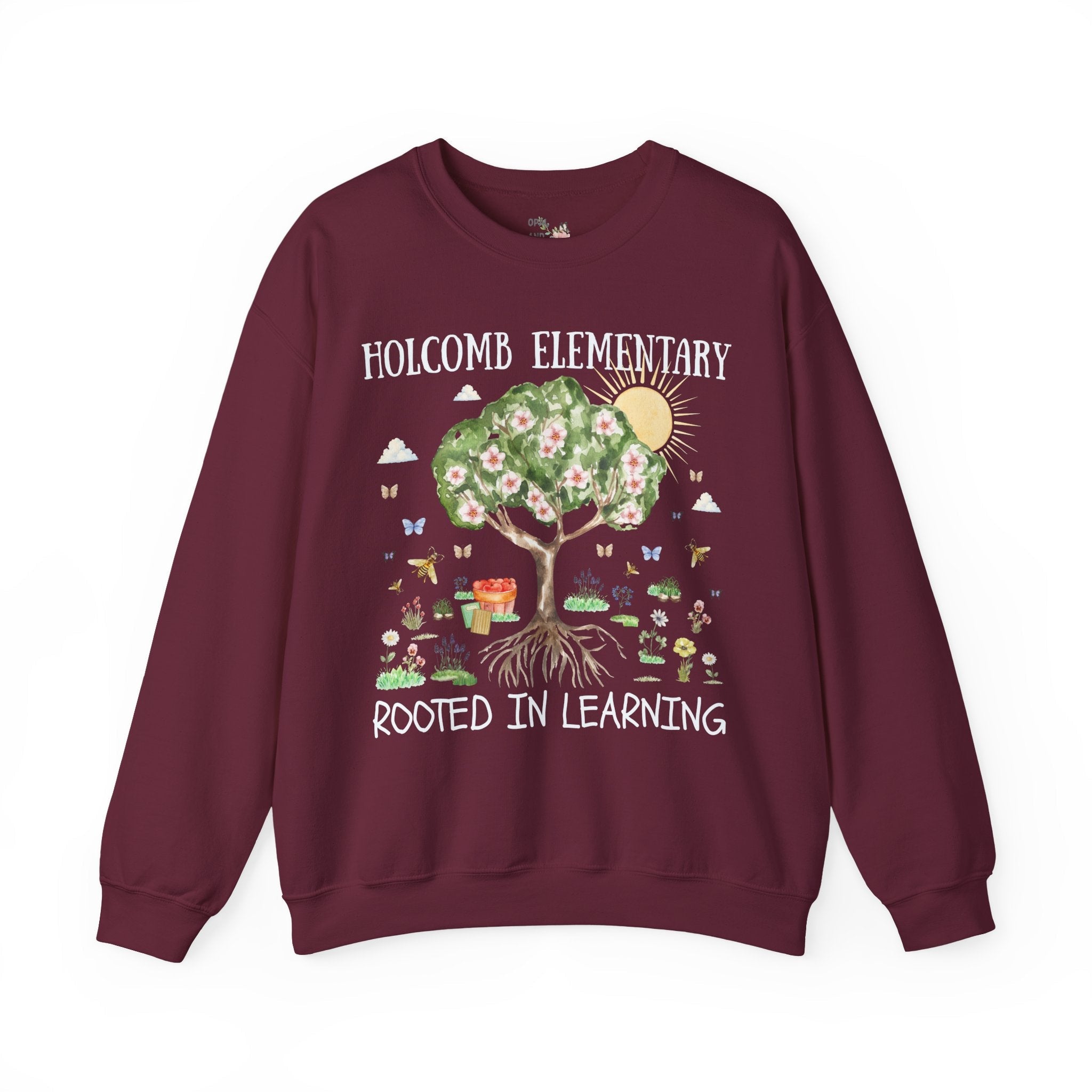 Holcomb Elementary School Sweatshirt: Rooted in Learning | FPS + Opal and June Sweatshirt, Fayetteville Public Schools - Opal and June