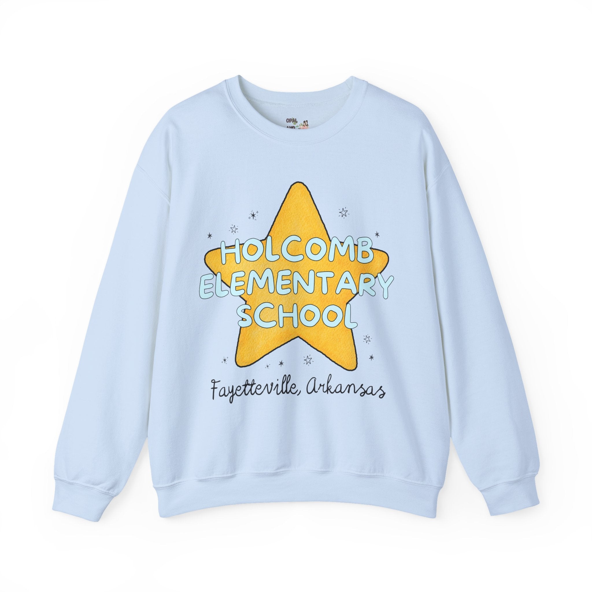 Holcomb Elementary School Sweatshirt: Star Design | FPS + Opal and June Sweatshirt, Fayetteville Public Schools - Opal and June