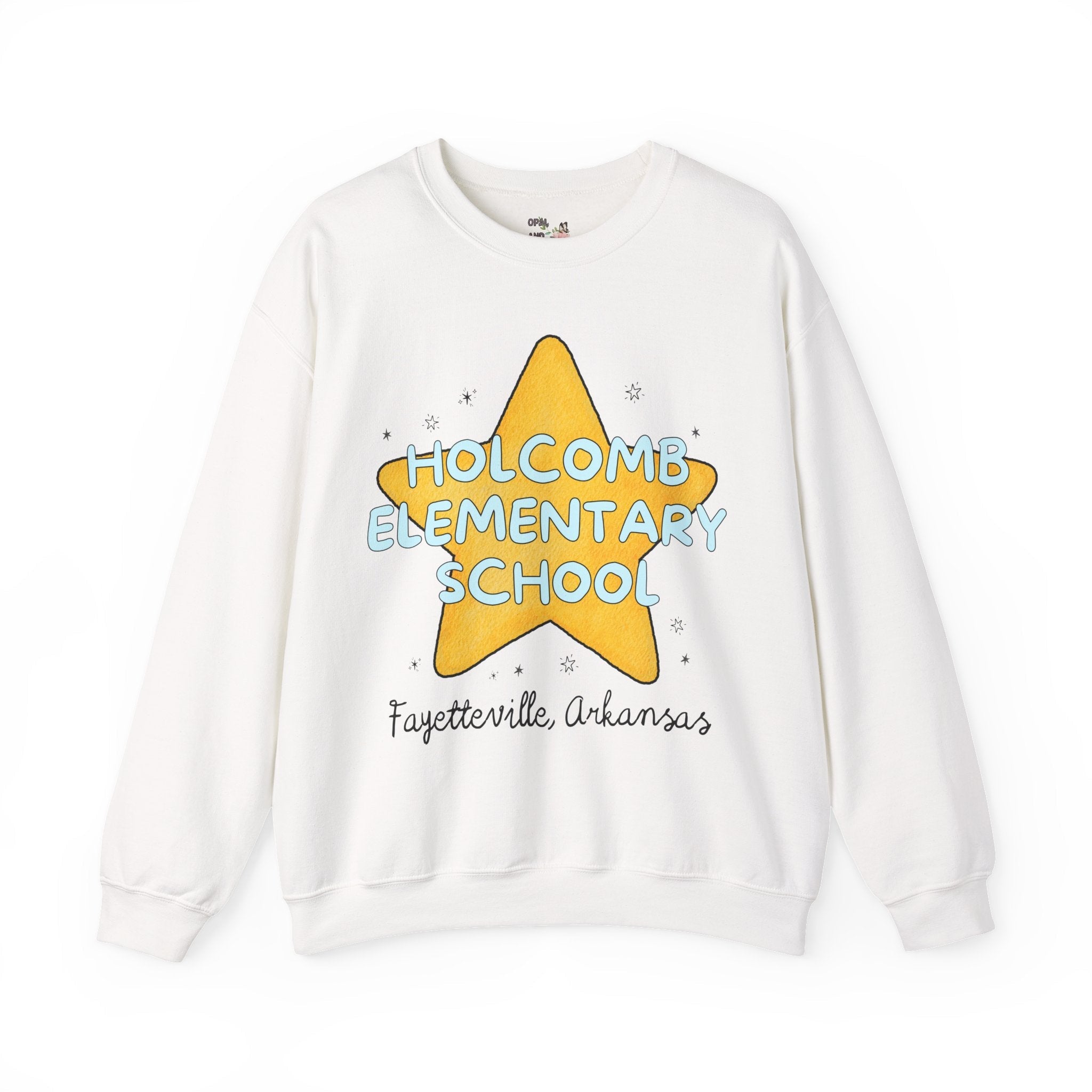 Holcomb Elementary School Sweatshirt: Star Design | FPS + Opal and June Sweatshirt, Fayetteville Public Schools - Opal and June