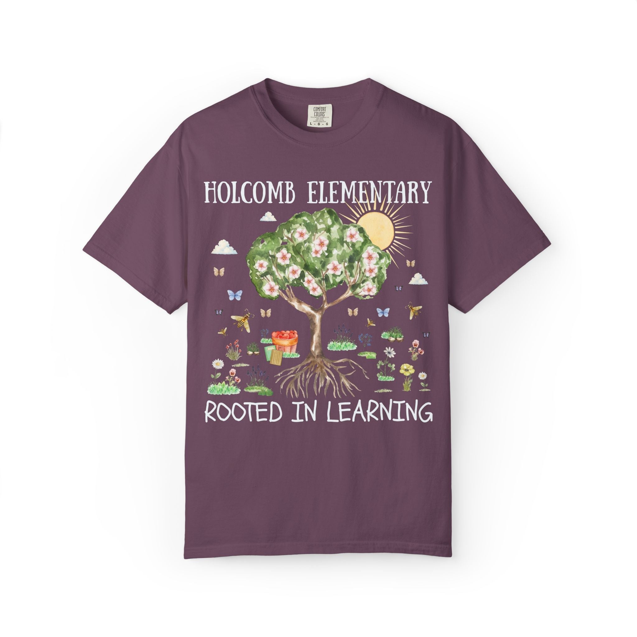 Holcomb Elementary School Tee Shirt: Rooted in Learning | FPS + Opal and June Tee Shirt, Fayetteville Public Schools - Opal and June