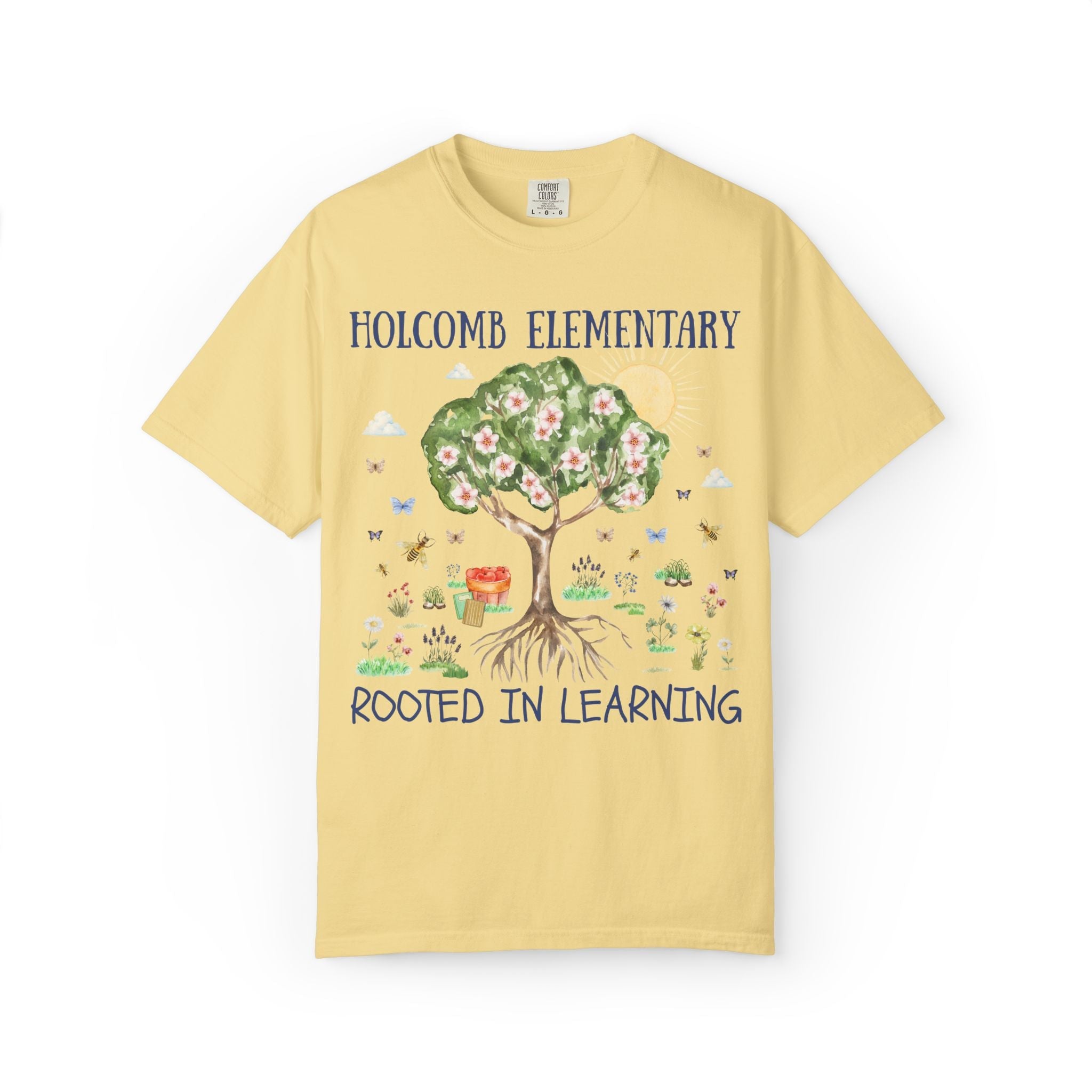 Holcomb Elementary School Tee Shirt: Rooted in Learning | FPS + Opal and June Tee Shirt, Fayetteville Public Schools - Opal and June