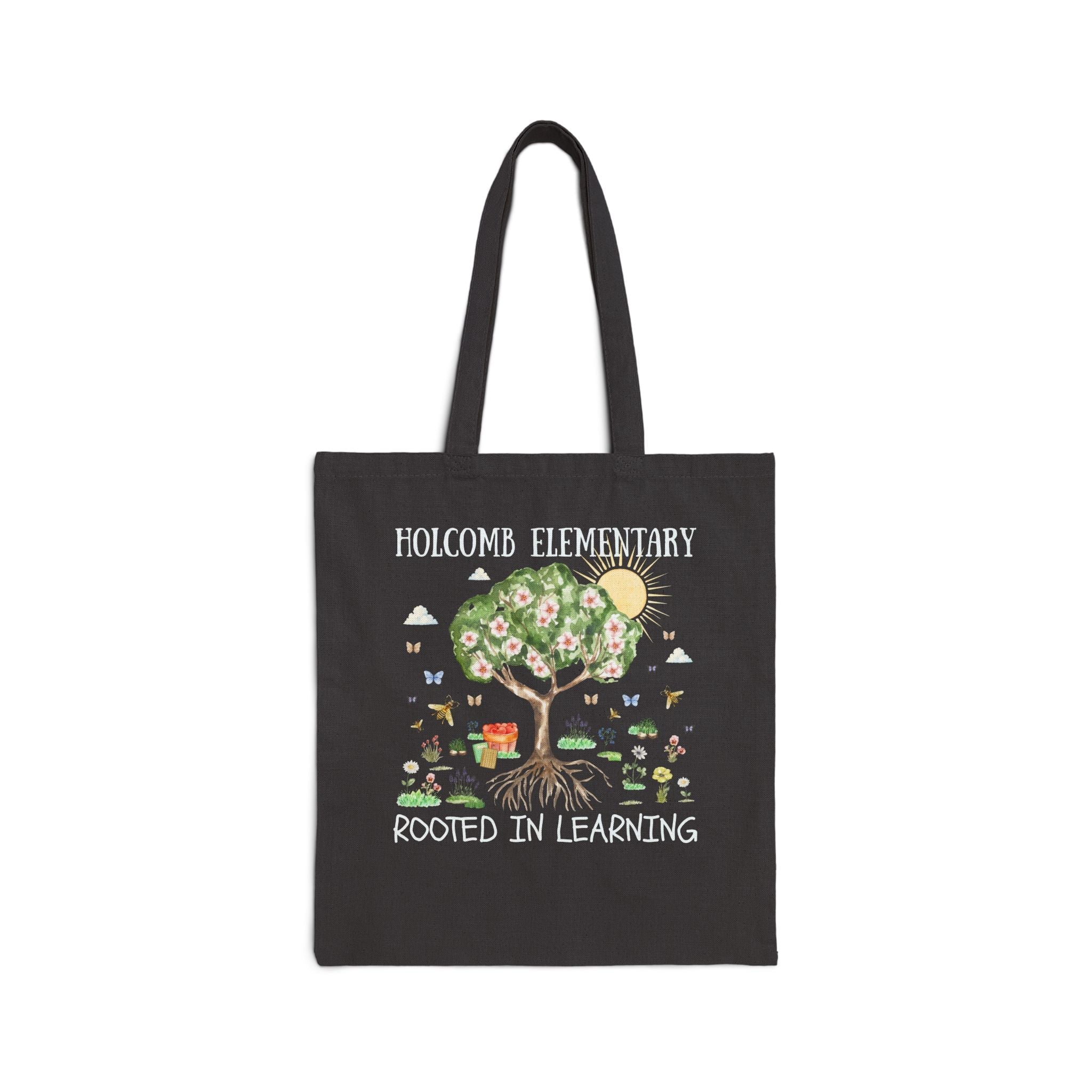 Holcomb Elementary School Tote Bag: Rooted in Learning | FPS + Opal and June Tote Bag, Fayetteville Public Schools - Opal and June
