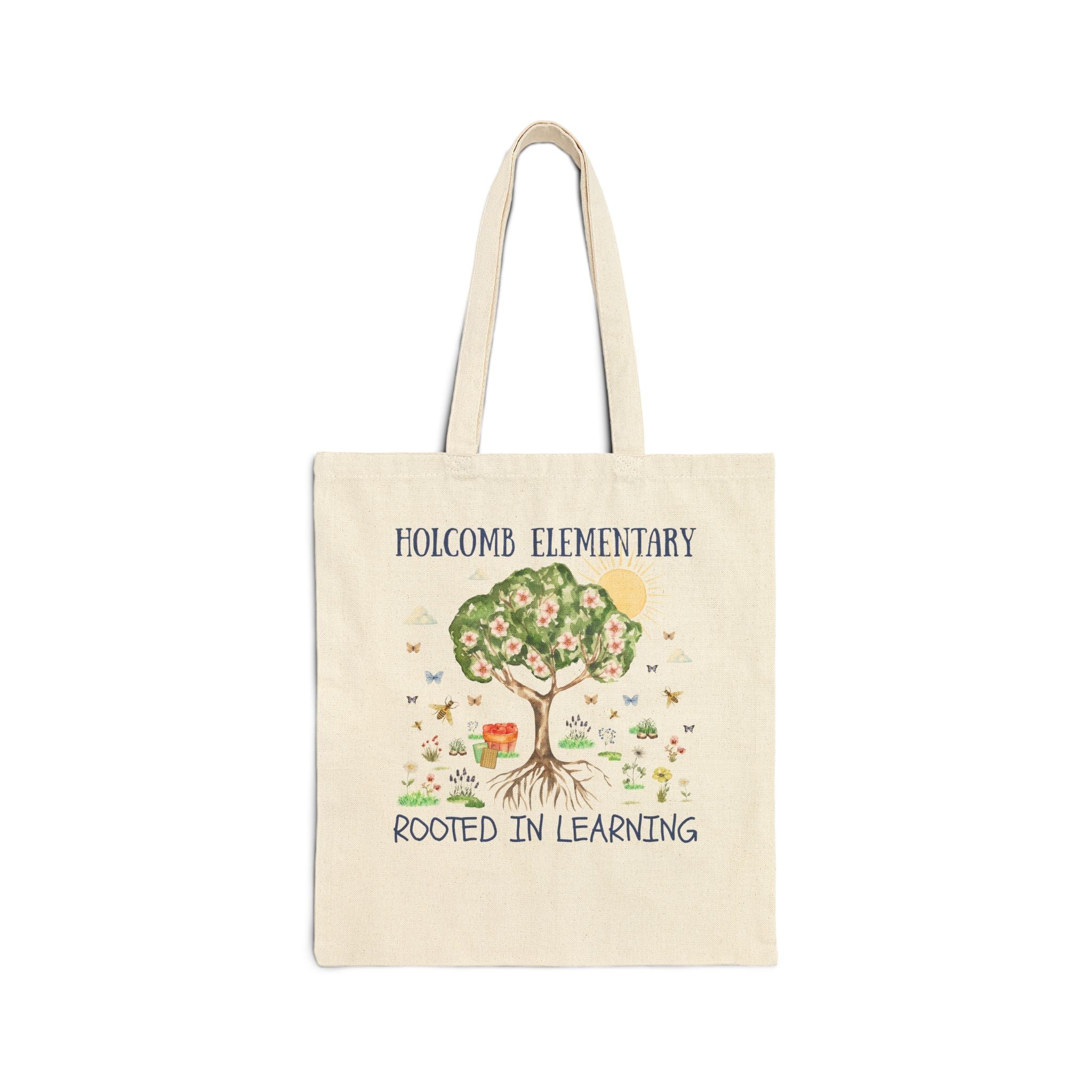 Holcomb Elementary School Tote Bag: Rooted in Learning | FPS + Opal and June Tote Bag, Fayetteville Public Schools - Opal and June