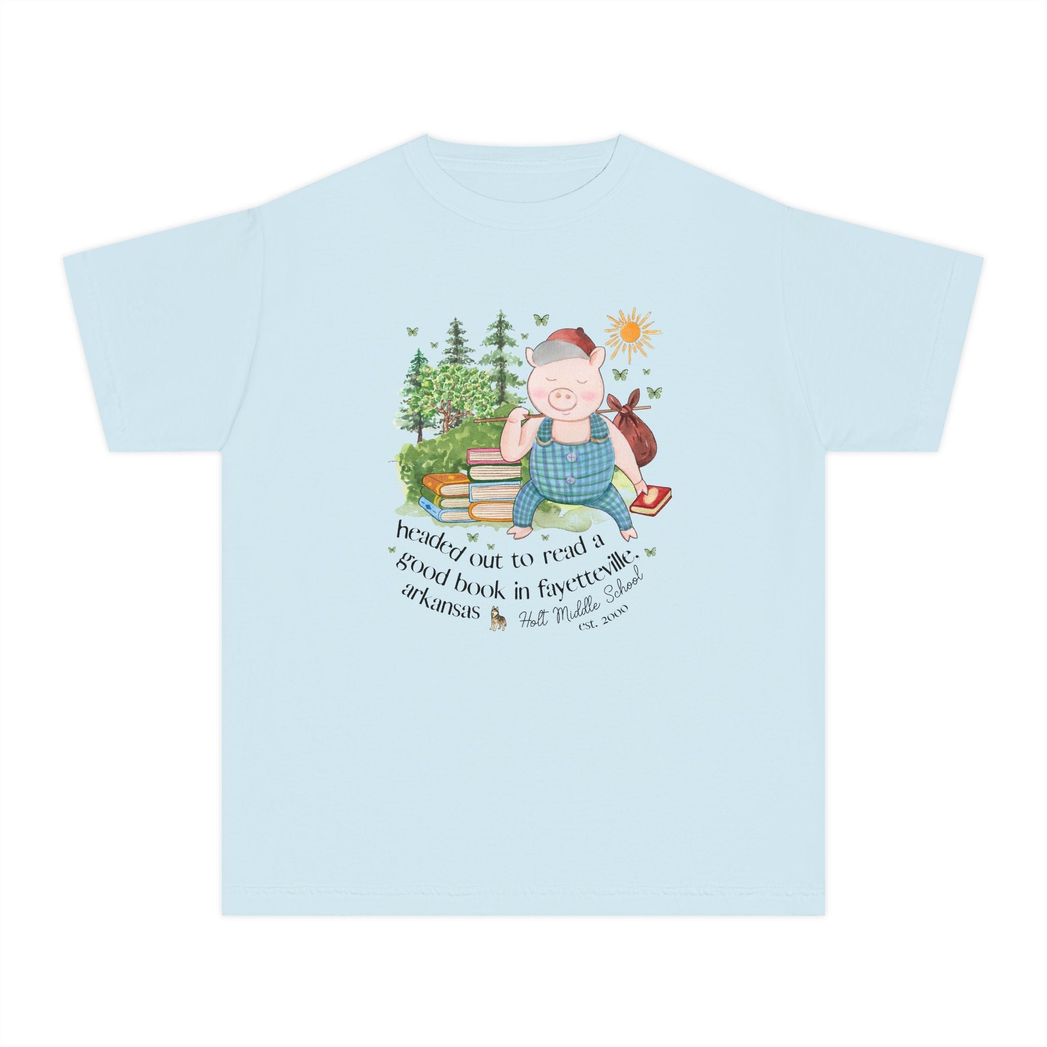 Holt Elementary School Kids Tee Shirt: Headed Out to Read a Good Book - Opal and June