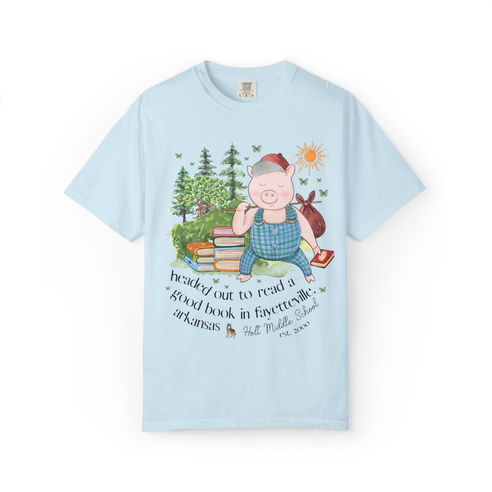 Holt Elementary School Tee Shirt: Headed Out to Read a Good Book - Opal and June