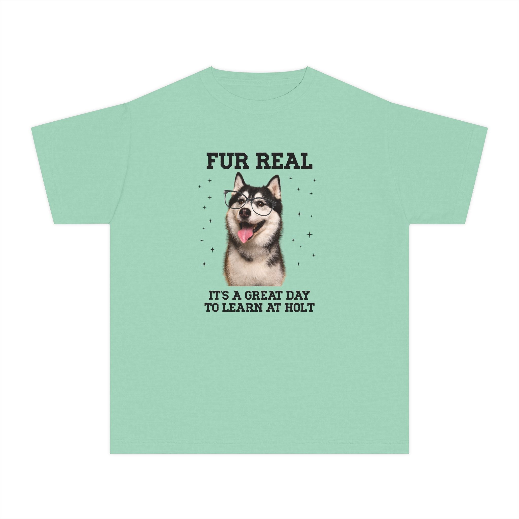 Holt Middle School Kids Tee Shirt: Fur Real, It's a Great Day to Learn at Holt | FPS + Opal and June Kids Tee Shirt, Fayetteville Public Schools - Opal and June