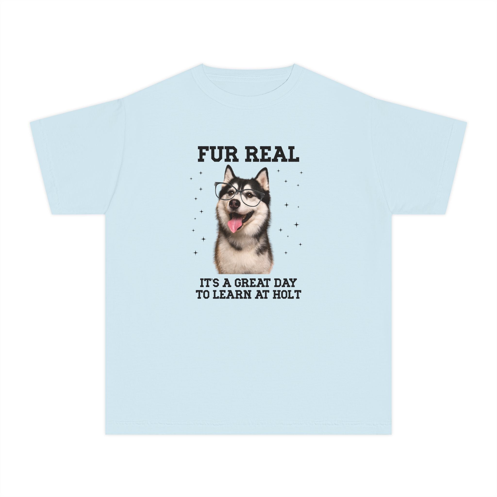 Holt Middle School Kids Tee Shirt: Fur Real, It's a Great Day to Learn at Holt | FPS + Opal and June Kids Tee Shirt, Fayetteville Public Schools - Opal and June