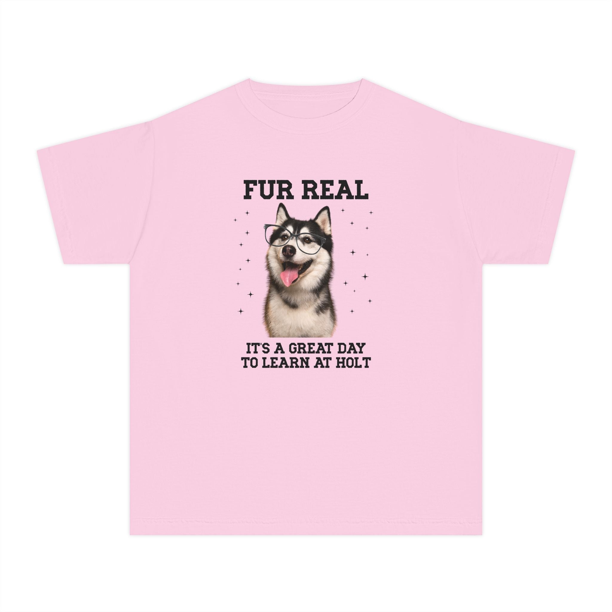 Holt Middle School Kids Tee Shirt: Fur Real, It's a Great Day to Learn at Holt | FPS + Opal and June Kids Tee Shirt, Fayetteville Public Schools - Opal and June
