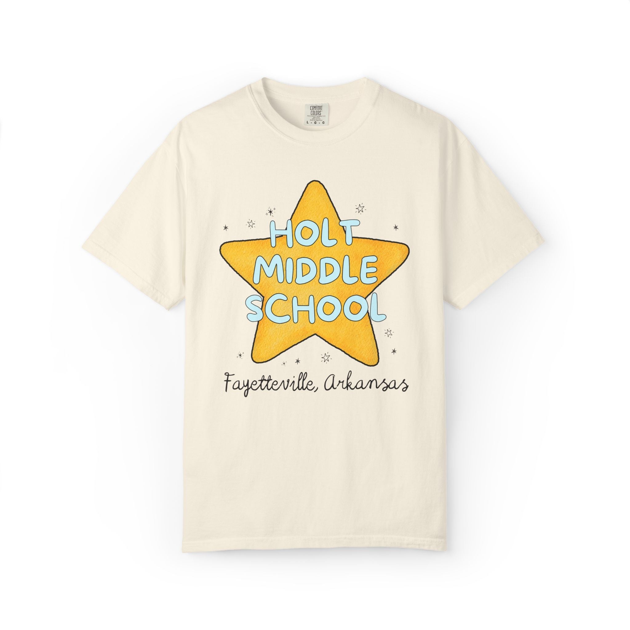 Holt Middle School Tee Shirt: Retro Star with Blue Text - Opal and June