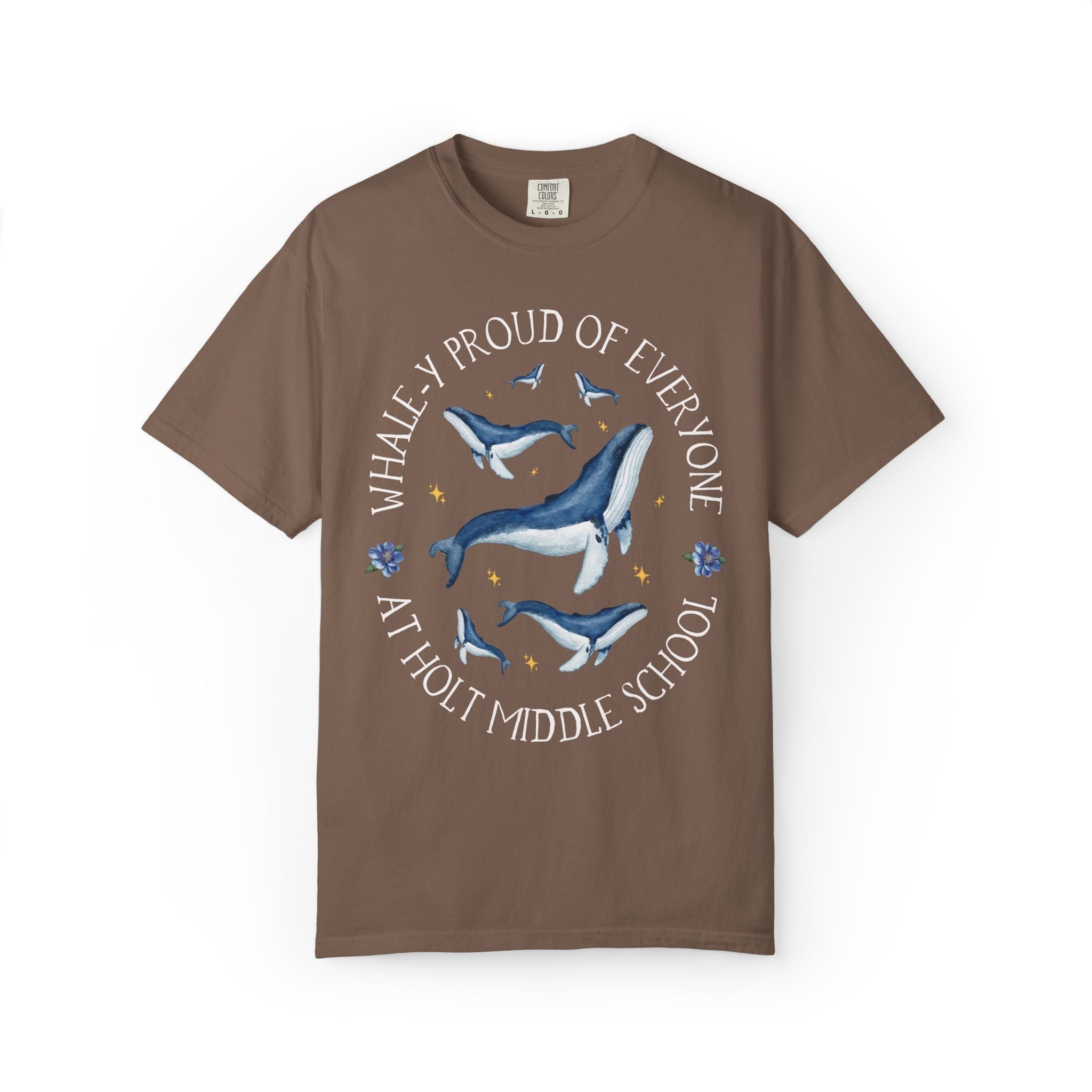 Holt Middle School Tee Shirt: Whale - y Proud | FPS + Opal and June Tee Shirt, Fayetteville Public Schools - Opal and June