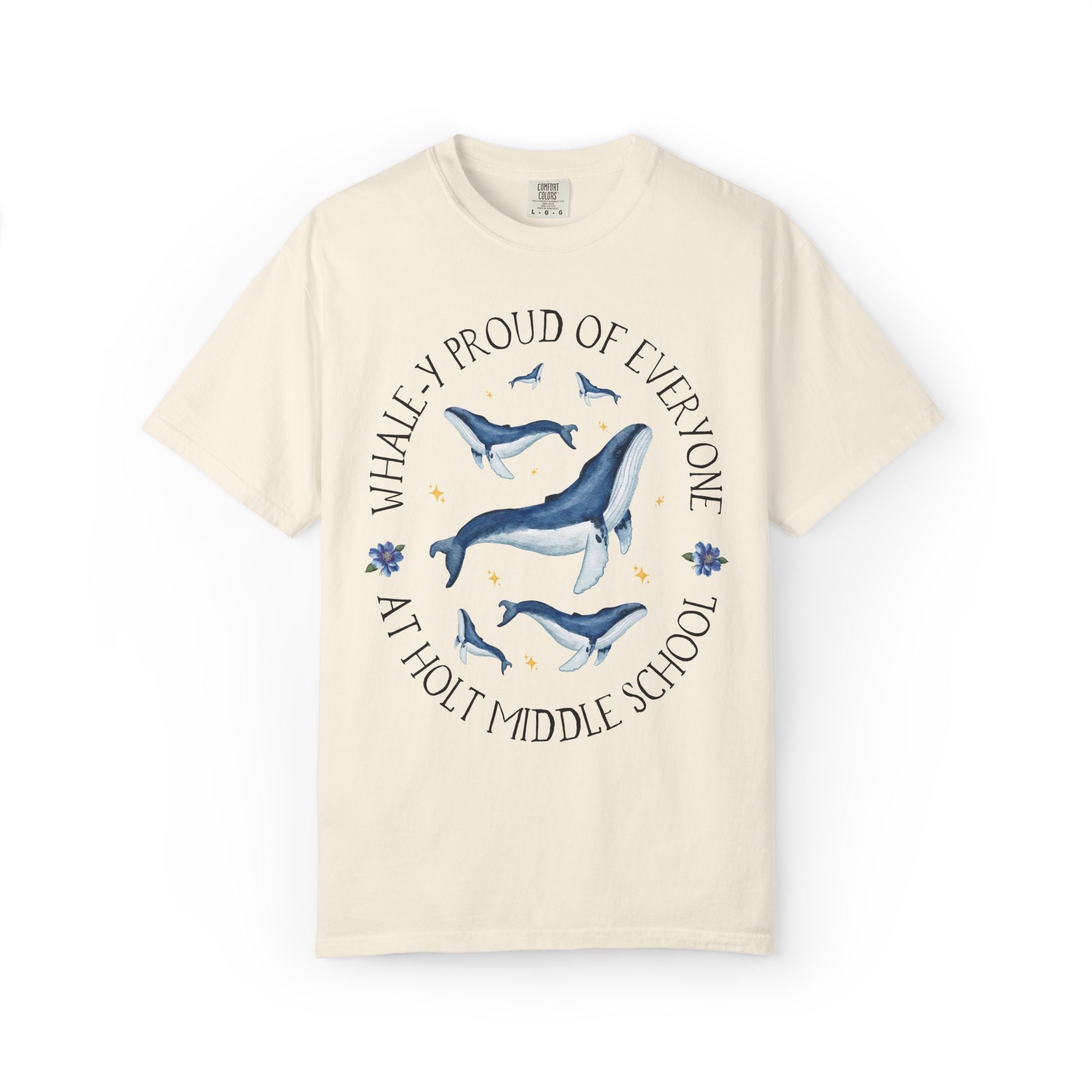 Holt Middle School Tee Shirt: Whale - y Proud | FPS + Opal and June Tee Shirt, Fayetteville Public Schools - Opal and June