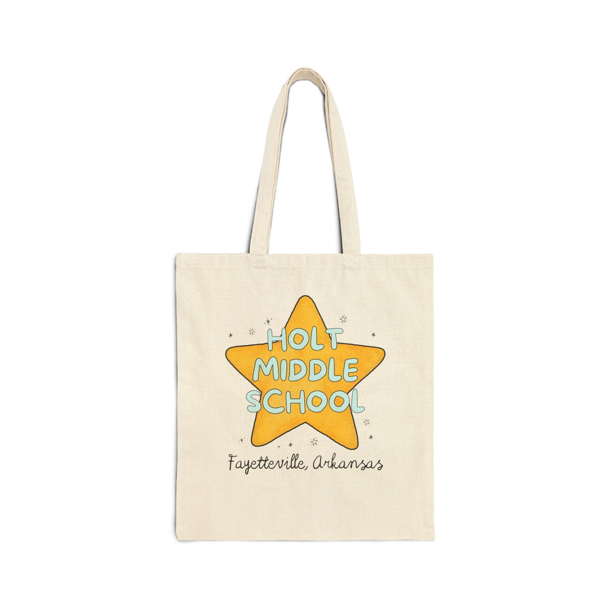Holt Middle School Tote Bag: Retro Star with Blue Text - Opal and June